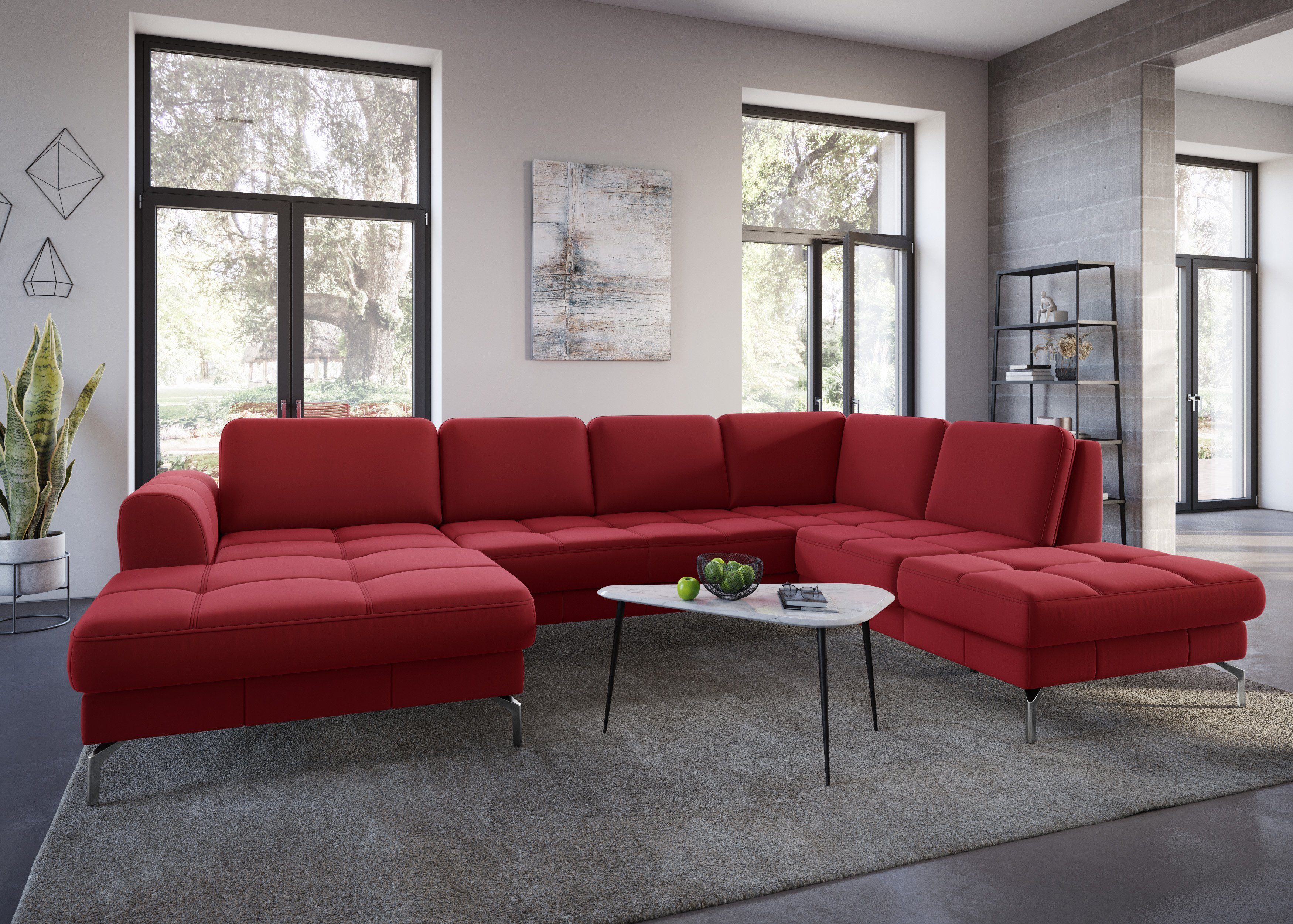 sit&more Zithoek Bendigo U-vorm inclusief zitdiepteverstelling, bodemvrijheid 15 cm, in 2 pootkleuren