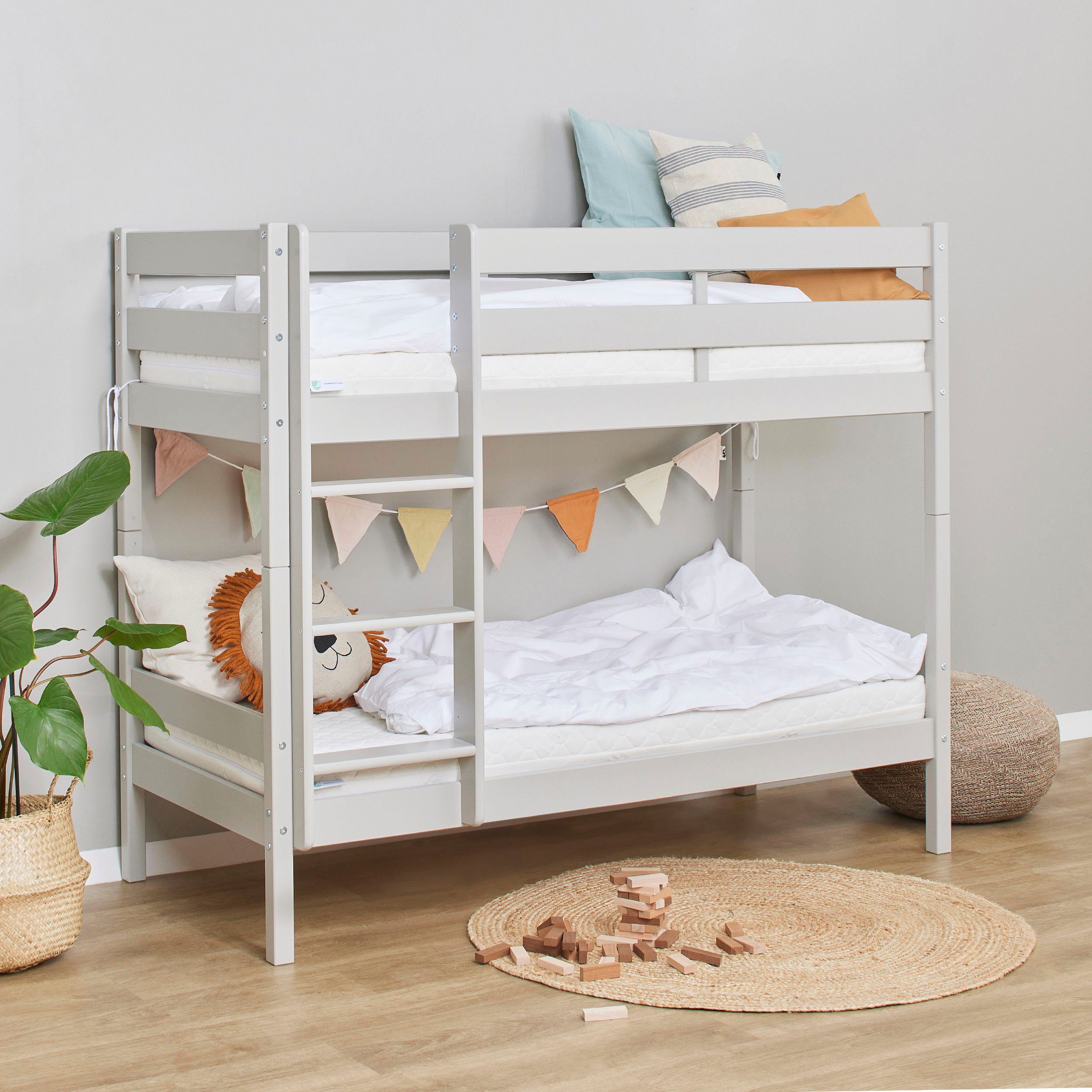 Hoppekids Stapelbed Eco comfort kinderbed 90x200 of 70x160 van massief hout in 4 kleuren