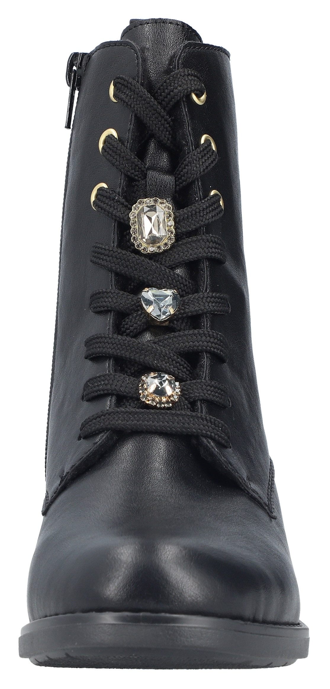 Rieker Winterlaarsjes Veterlaarsje, laarzen, blokhak, met sieroelementen