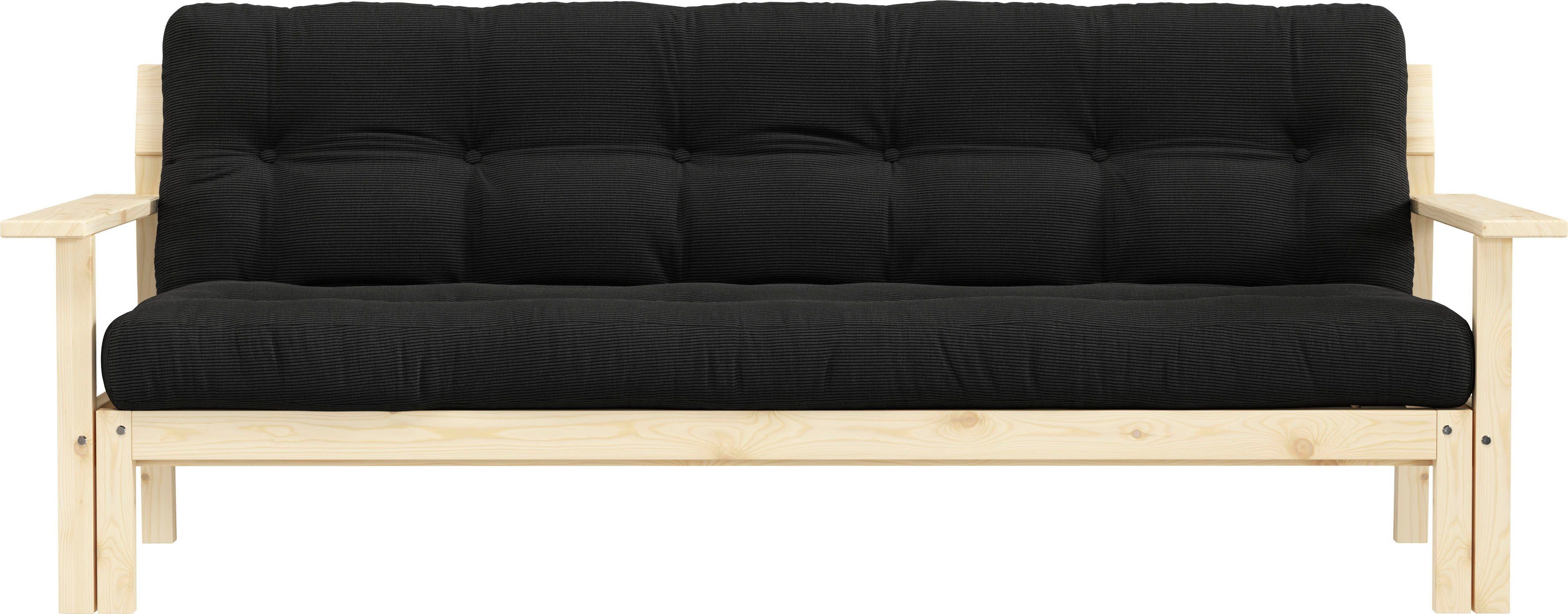 Karup Slaapbank Unwind Met houtstructuur, incl. futonmatras, ligoppervlak 130x190 cm zwart, slaapbanken