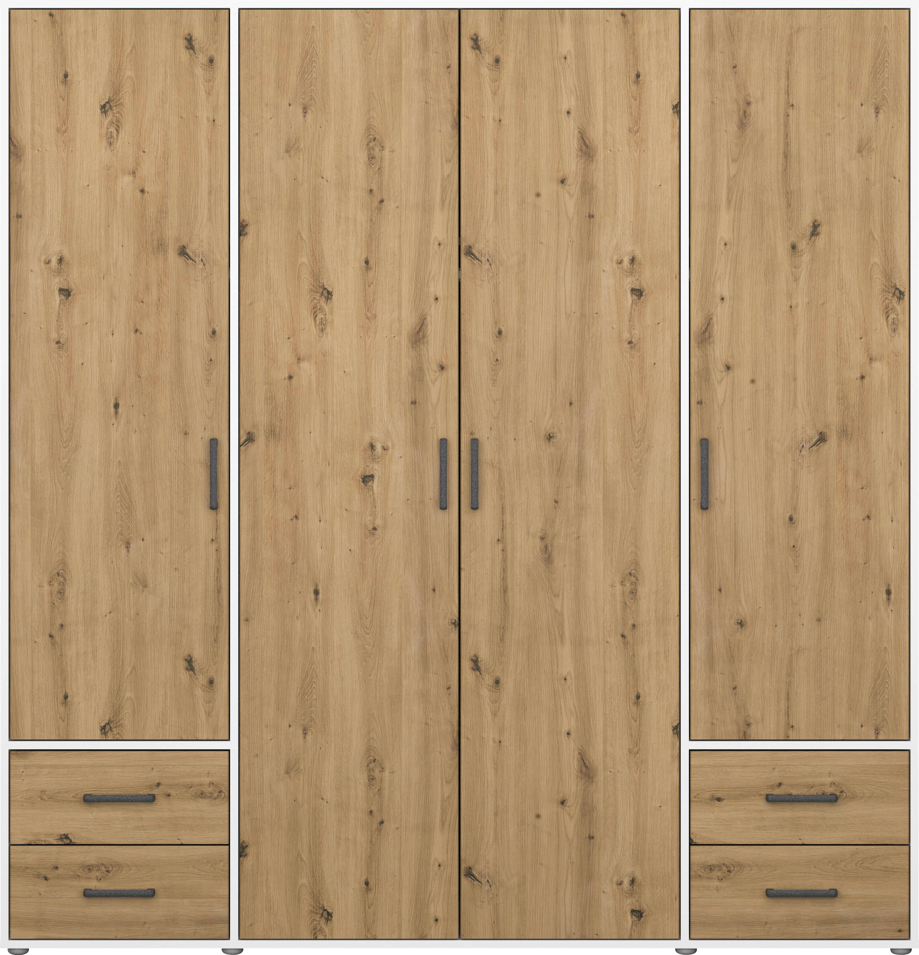 rauch Draaideurkast Kledingkast kast garderobe linnenkast VOYAGER moderne grepen in grijs metallic met buitenlades made in germany