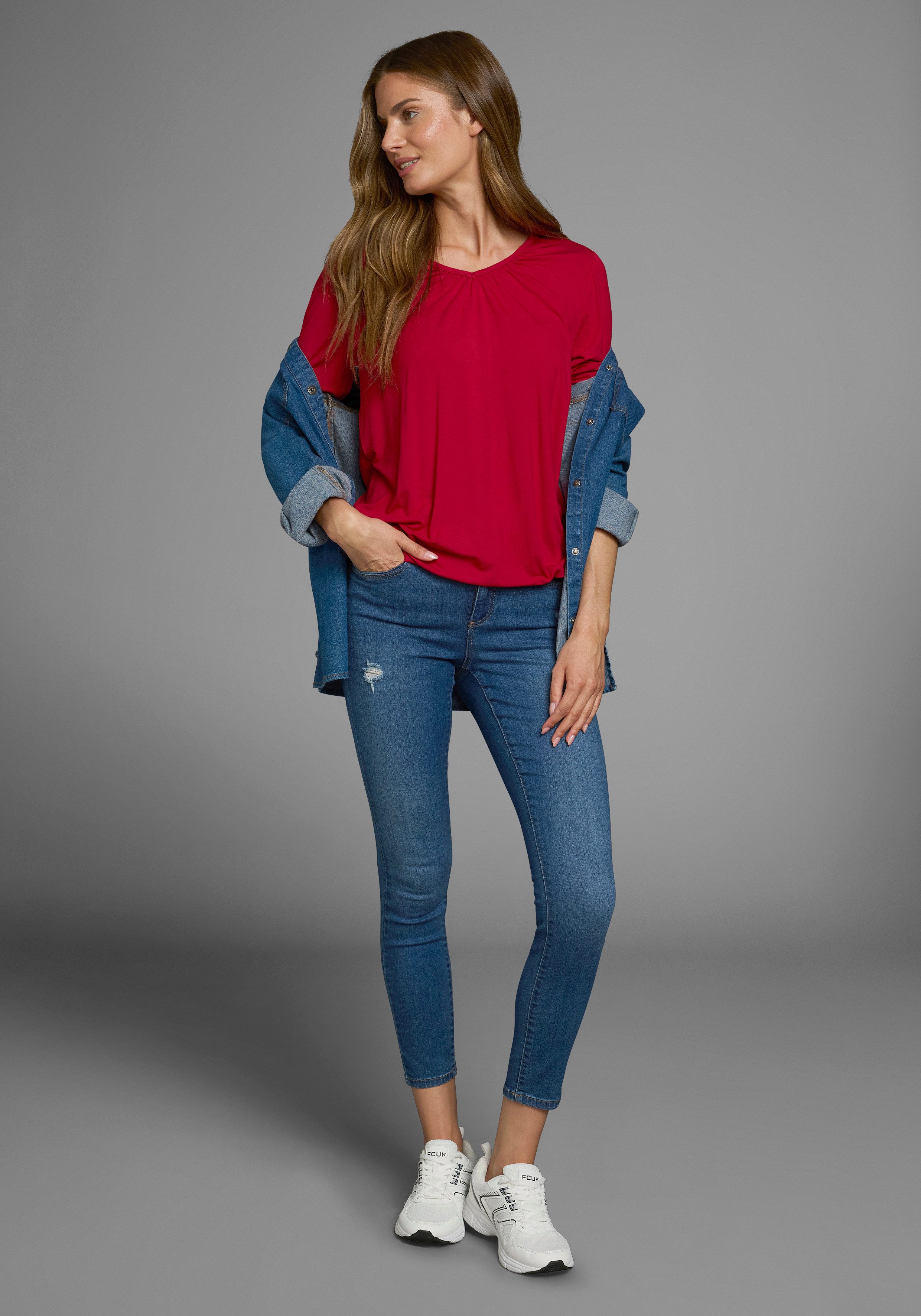 Flashlights Shirt met lange mouwen figuurvolgende snit, van viscosemix (2-delig, Set van 2)