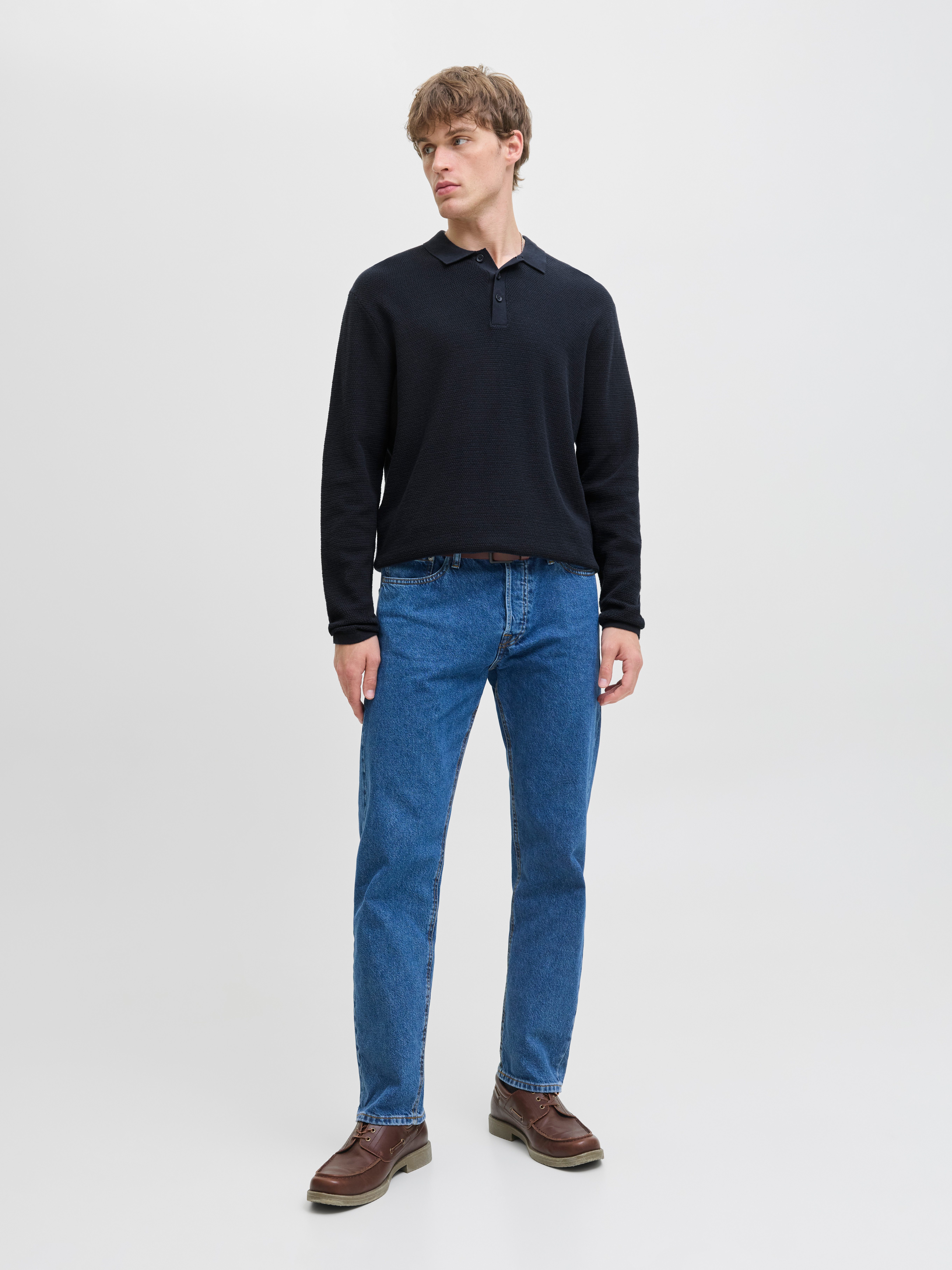 Jack & Jones Gebreide trui JJEGEORGE KNIT POLO LS SN