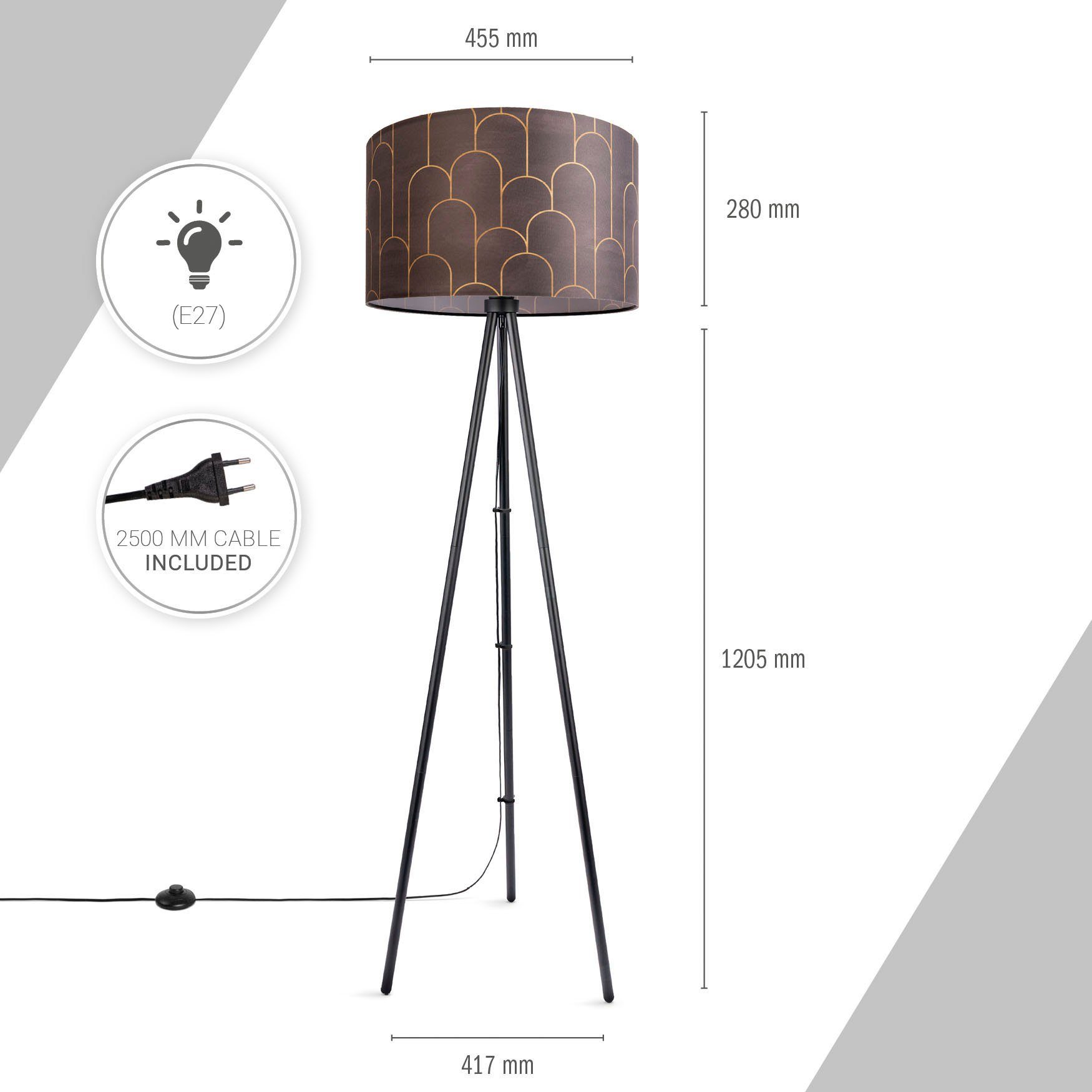 Paco Home Staande lamp Trina Pillar Vloerlamp statief met stoffen kap woonkamerlamp vintage abstract
