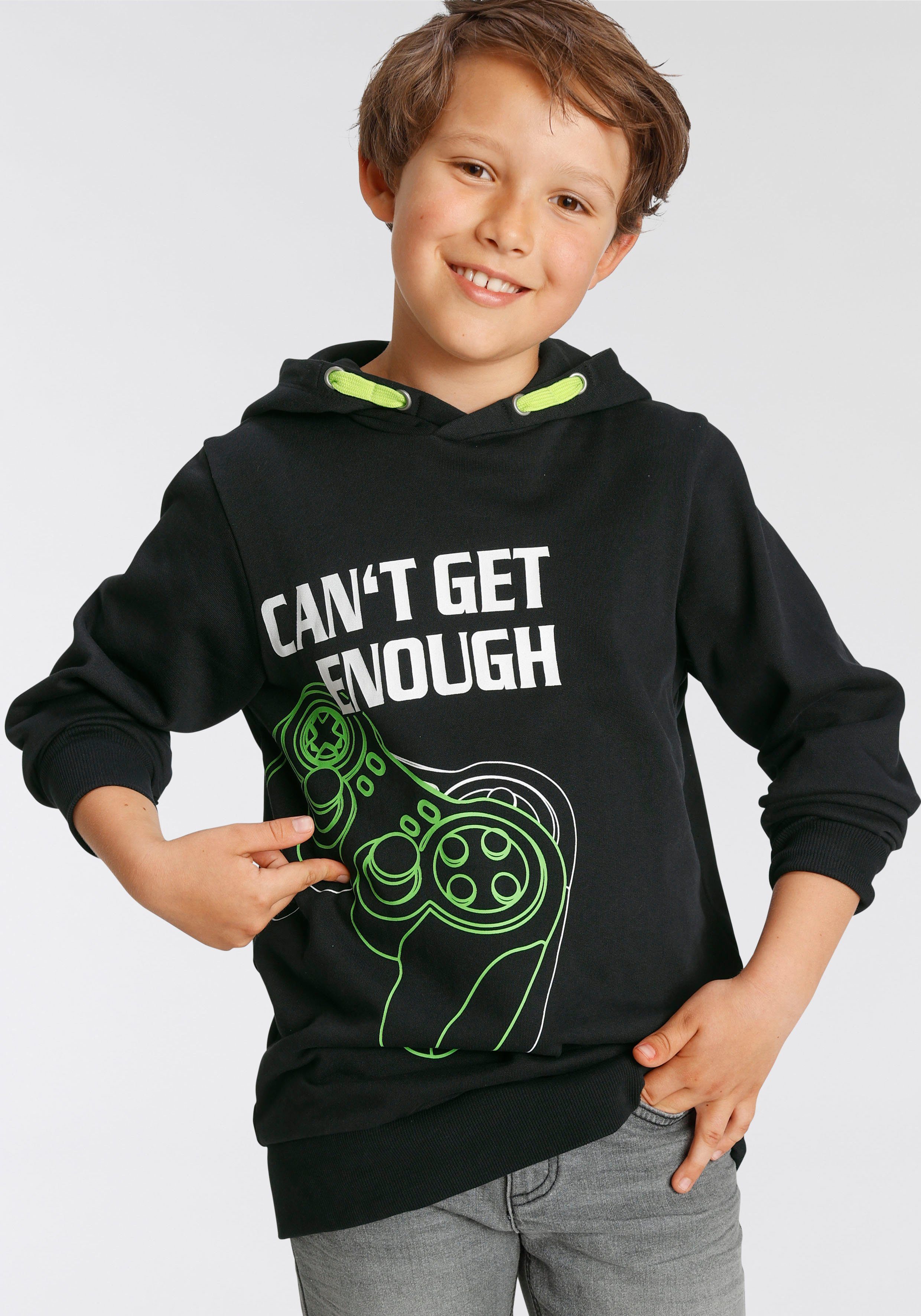 KIDSWORLD Hoodie CAN´T GET ENOUGH - quote bedrukt ontwerp, van katoen