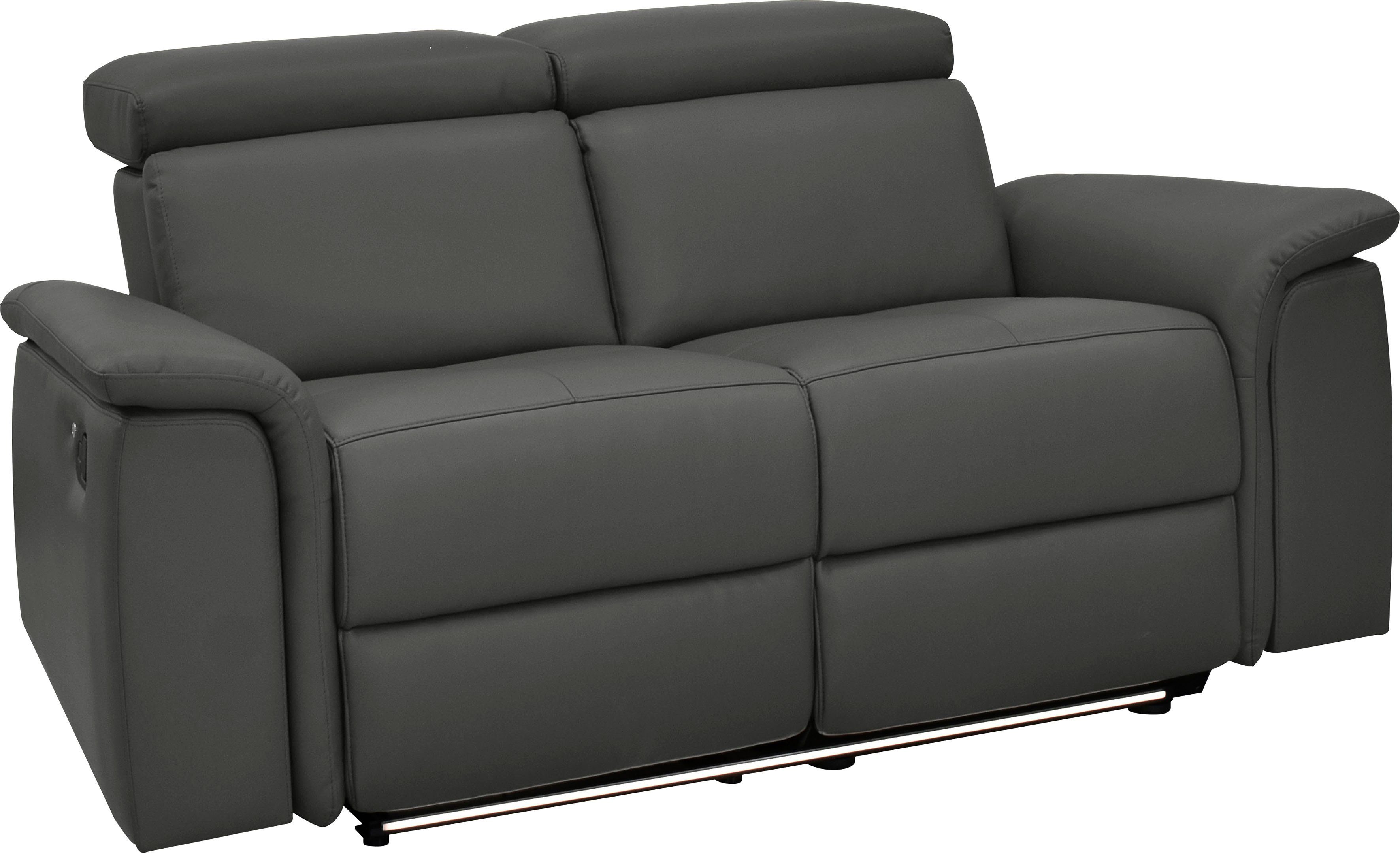 Places of Style 2-zitsbank Pareli 172 cm, handmatige en elektrische relaxfunctie USB, hoofdsteunverstelling, LED, in echt leer, kunstleer, web