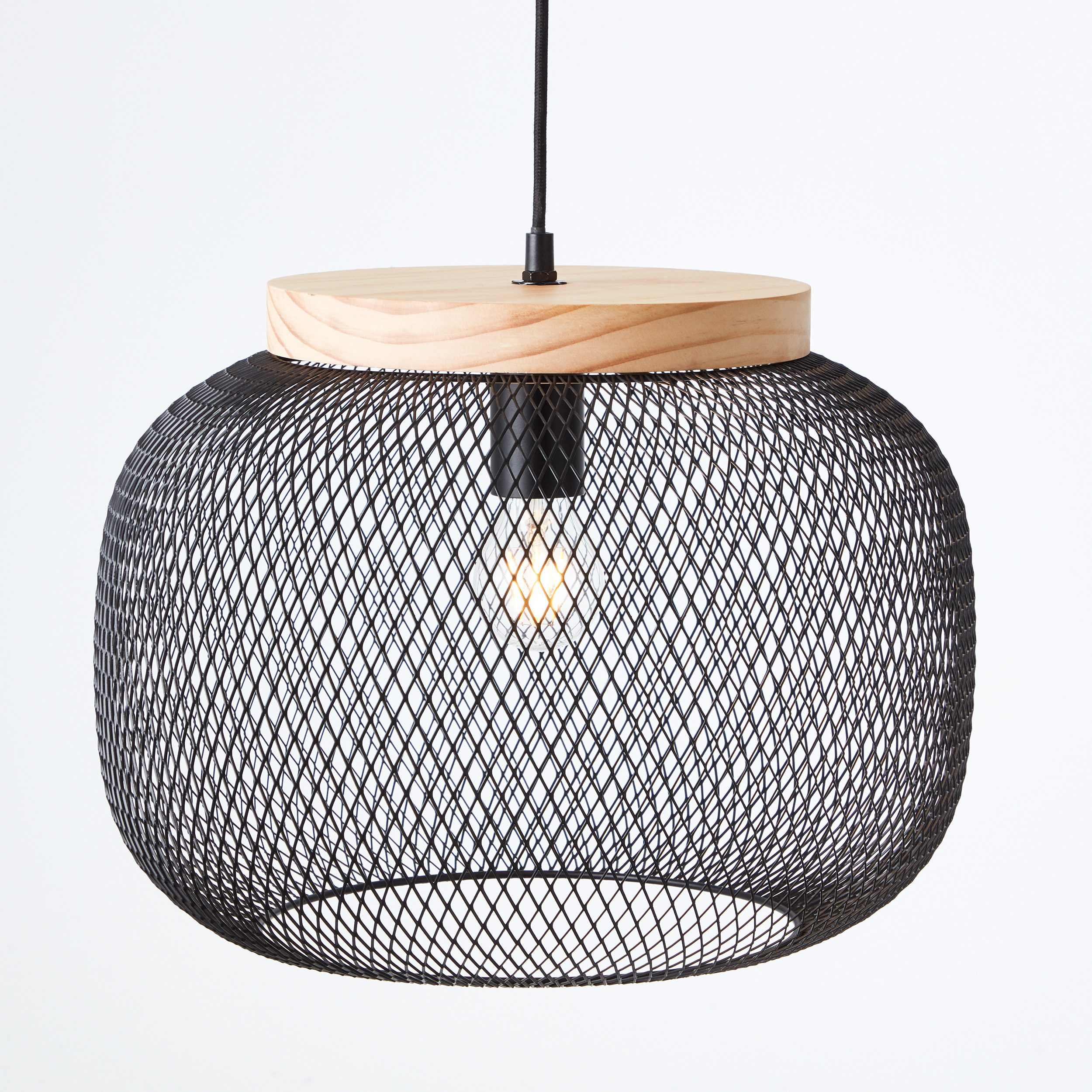 Brilliant Leuchten Hanglamp Giada Hanglamp, 40 cm, E27, inkortbaar, metaal/hout (1 stuk)