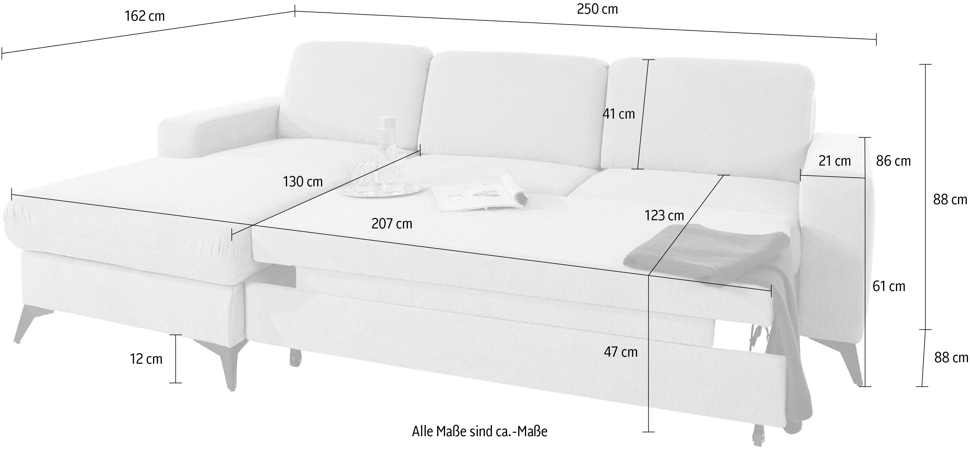 Places of Style Hoekbank Lolland L-vorm Naar keuze met slaapfunctie en bedkist, binnenvering
