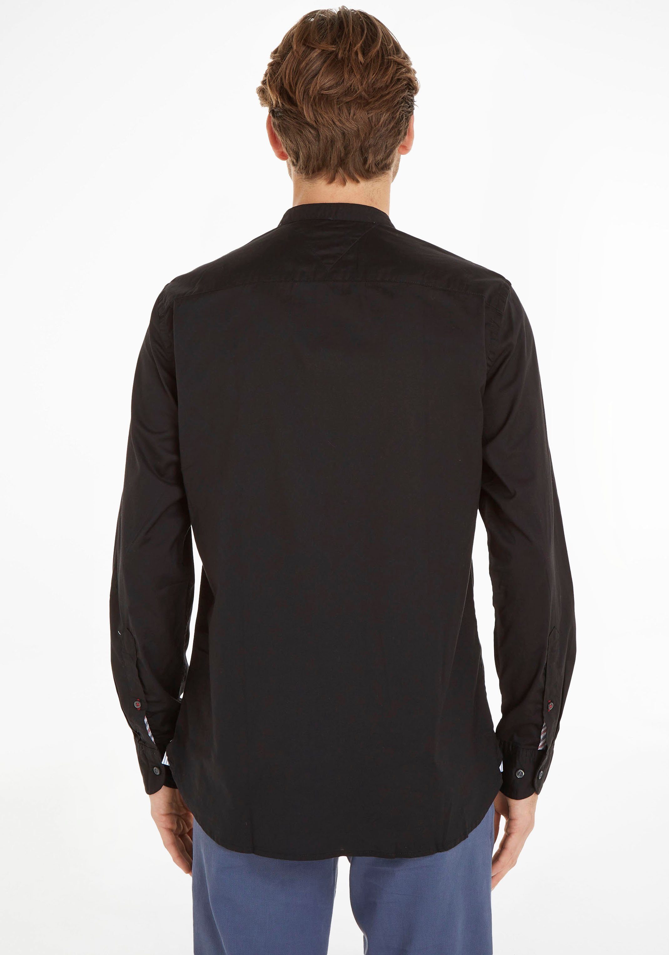 Tommy Hilfiger Overhemd met lange mouwen NATURAL SOFT SOLID MAO RF SHIRT met tommy hilfiger merkrand binnenin de mouwopening