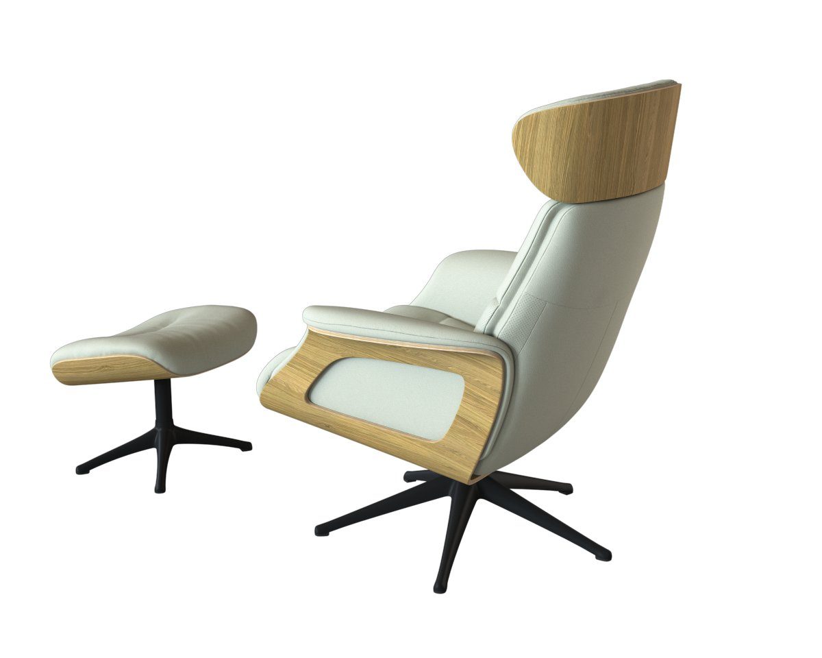 FLEXLUX Relaxfauteuil Clement relaxstoel, gestoffeerde stoel, ligstoel, TV-stoel, Rug- & hoofdsteunverstelling, draaibaar, armleuning eik, zwart voet