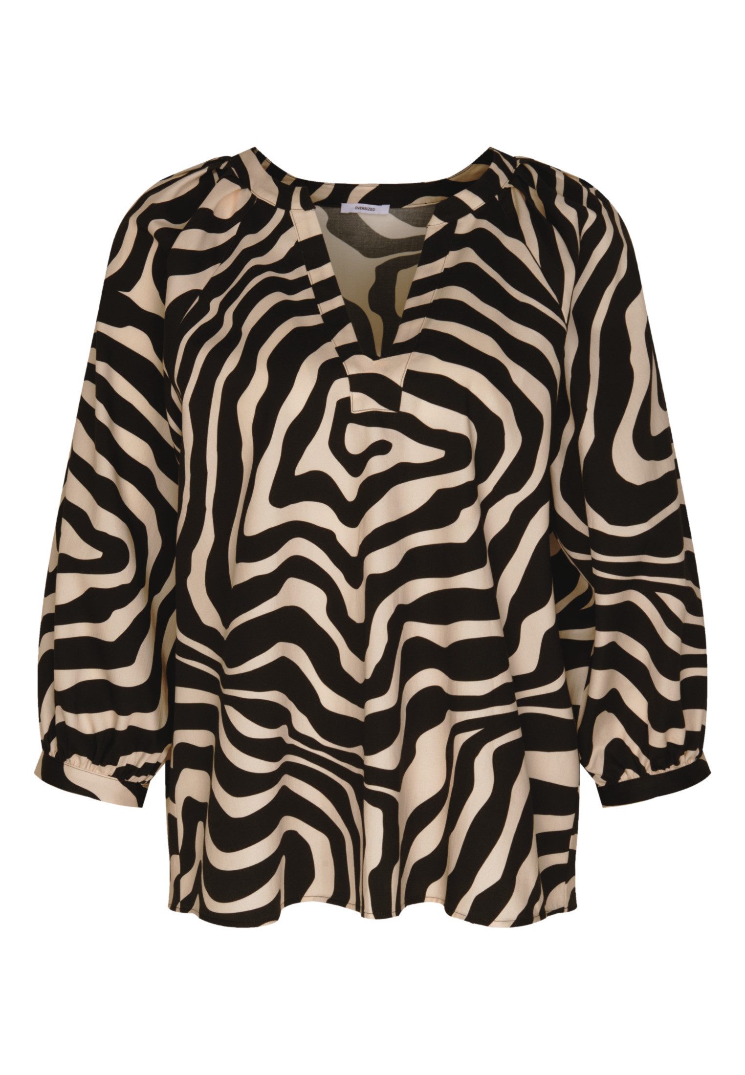 seidensticker Shirtblouse Zwarte roos 3/4-mouwen ronde hals print