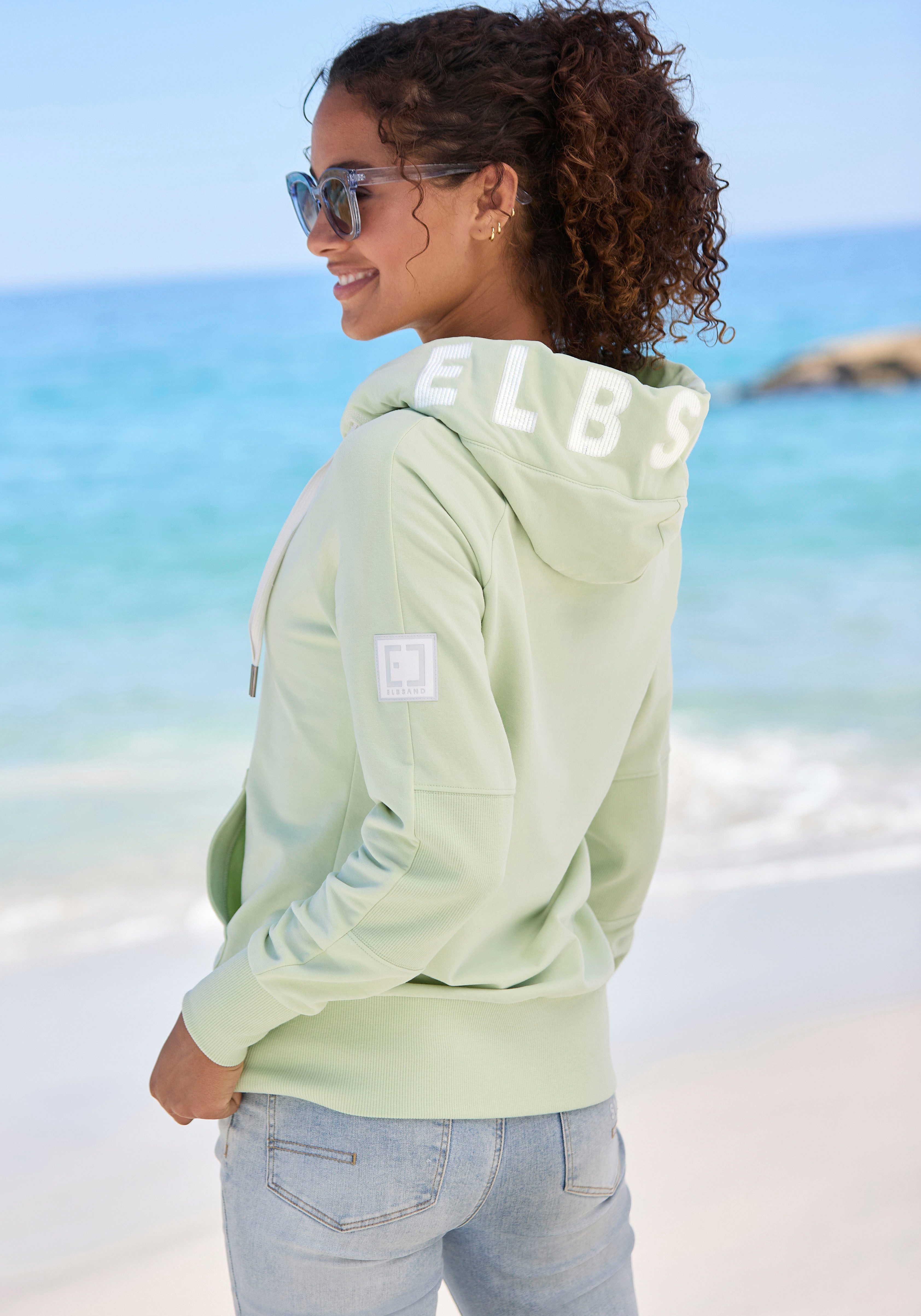 Elbsand Capuchonsweatvest Kelda met logo-stiksel op de capuchon, basic