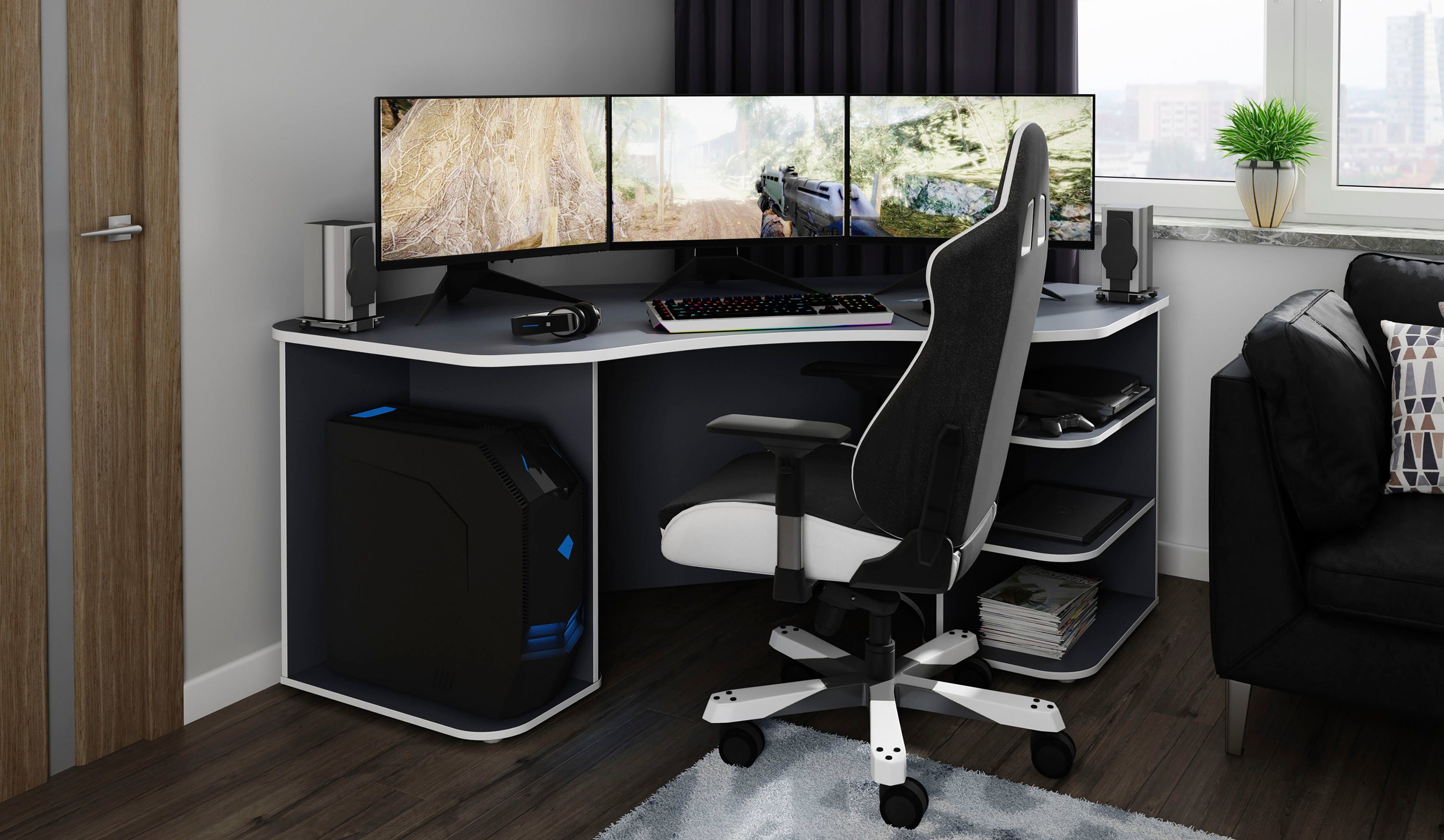 byLIVING Gamingtafel Thanatos Breedte 198 cm, modern hoekbureau