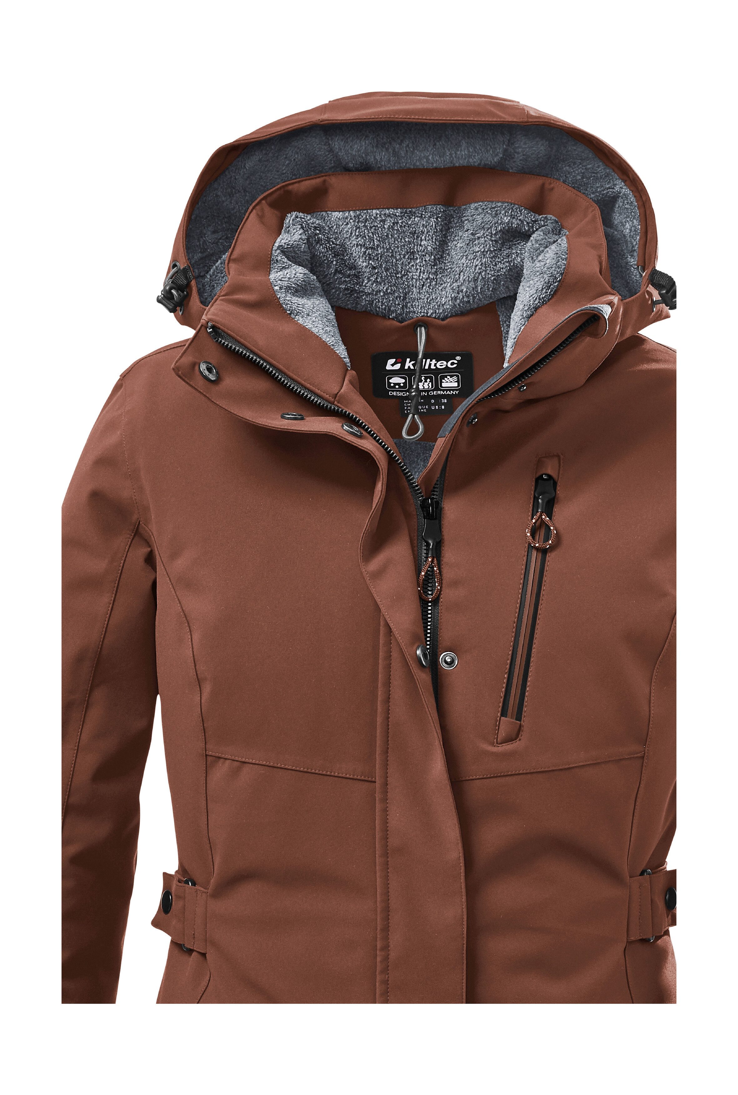 Killtec Parka KOW 165 WMN PRK Water- en winddichte parka met teddyfleece en afneembare capuchon