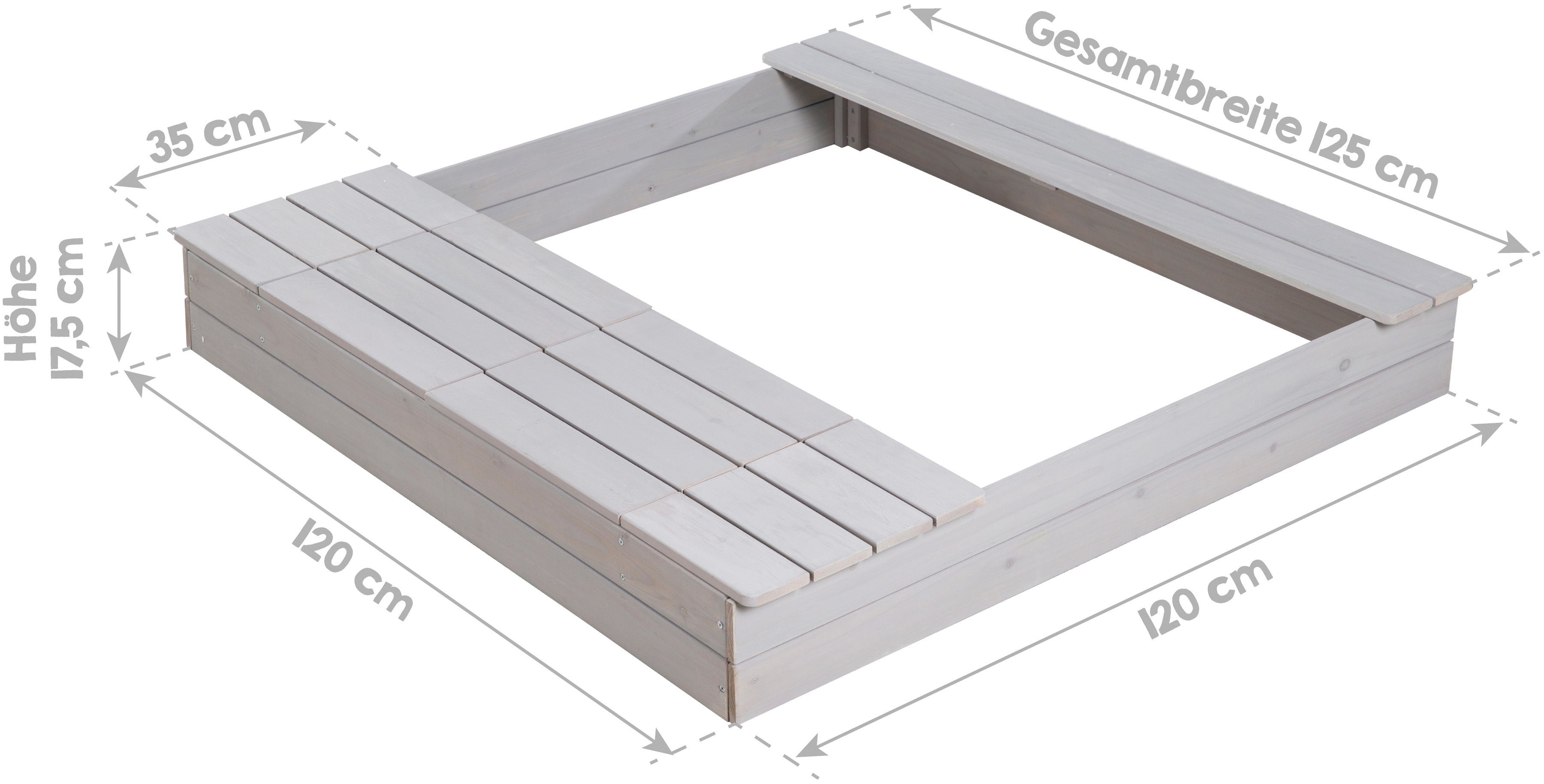 Roba® Zandbak Outdoor+ 2 speelbassins en 4 afneembare zitplaatsen, hxbxd: 17,5x125x120 cm