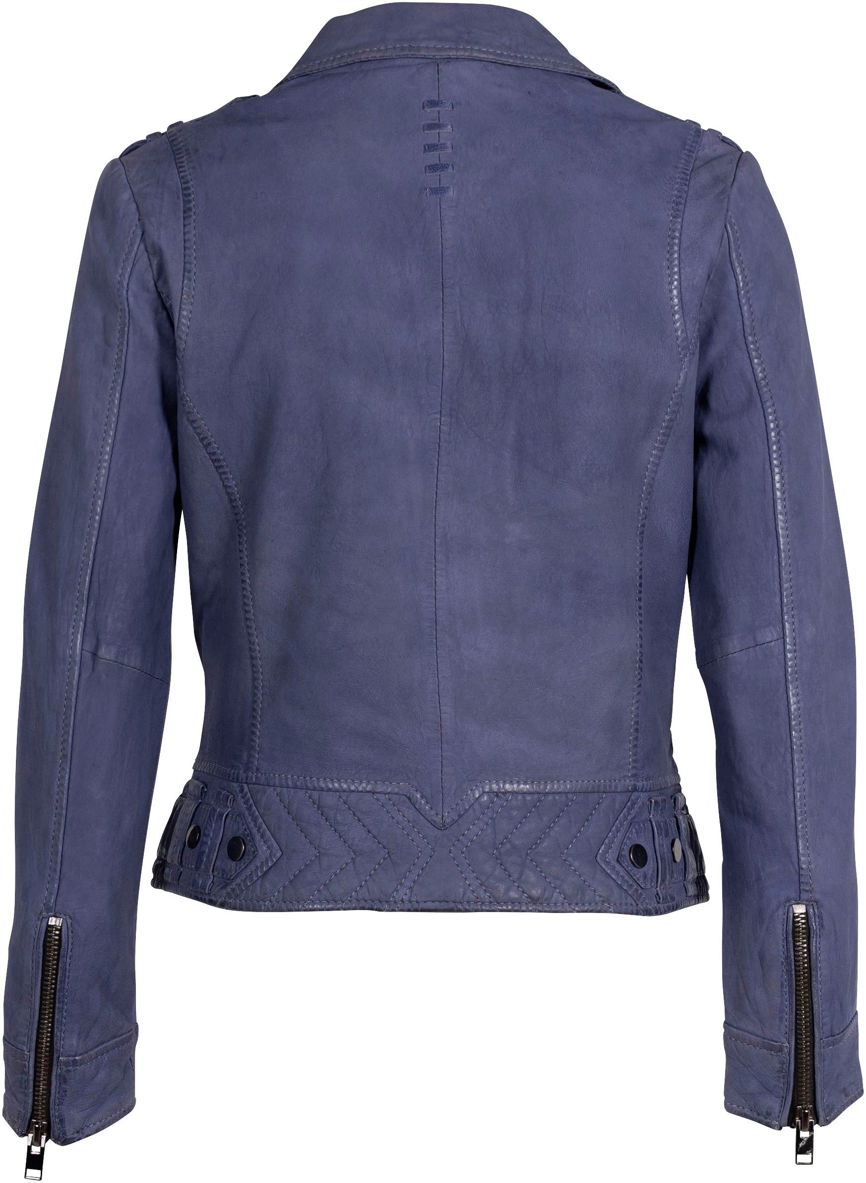 Mauritius Leren jack 2Wtashi met schouderflappen, met studs, met ritszakken