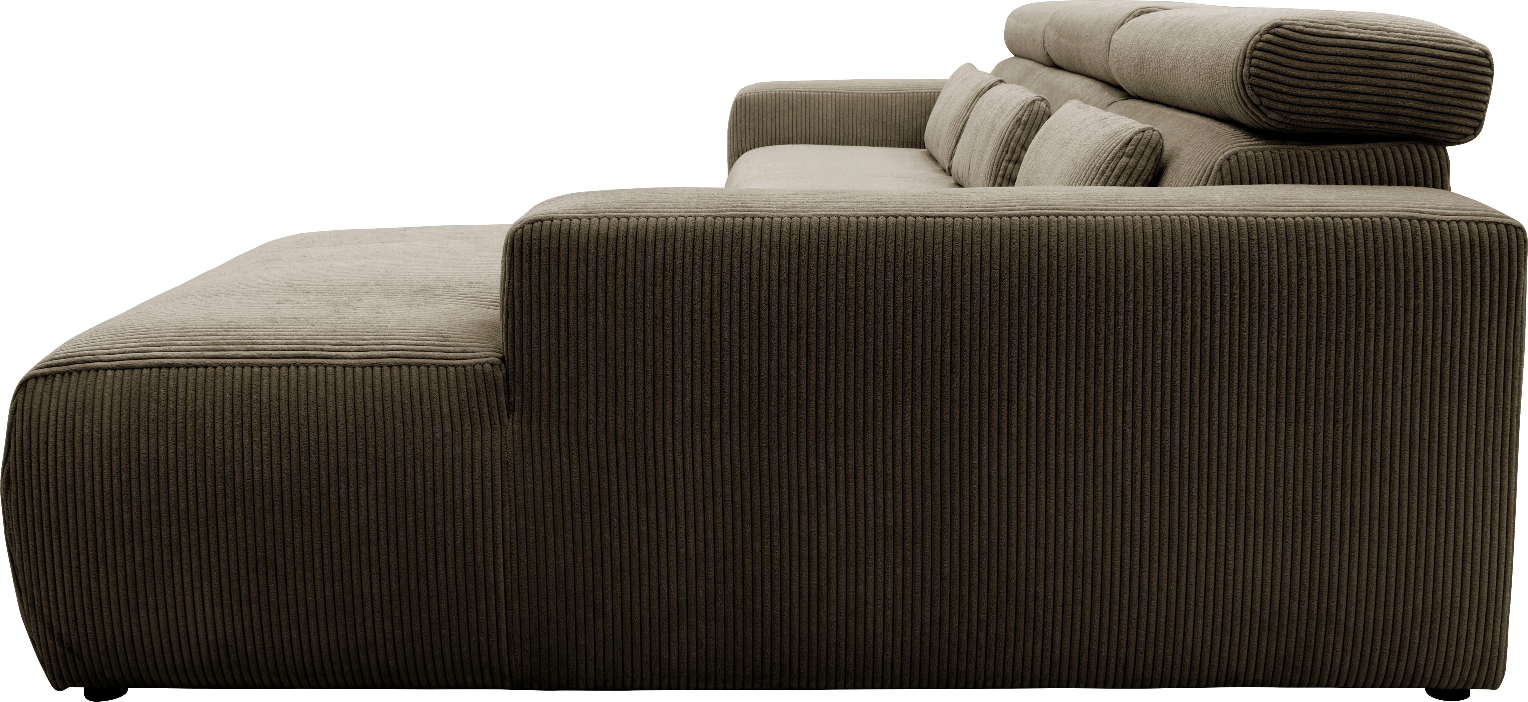 DOMO collection Hoekbank Brandon B/D/H: 289/177/80 cm, keuze met zitdiepteverstelling, L-vorm