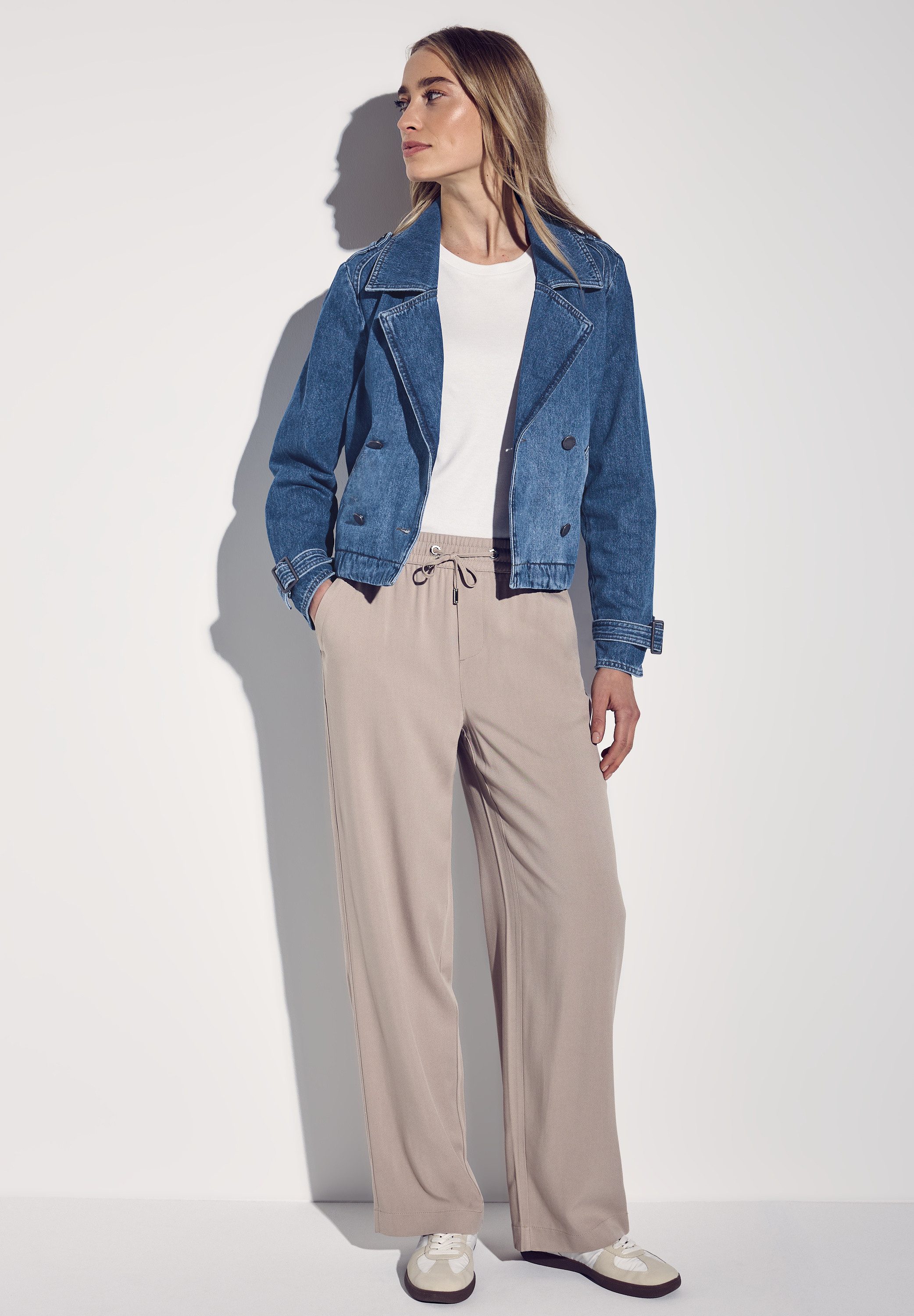 STREET ONE Jeansblazer in trenchcoat-look