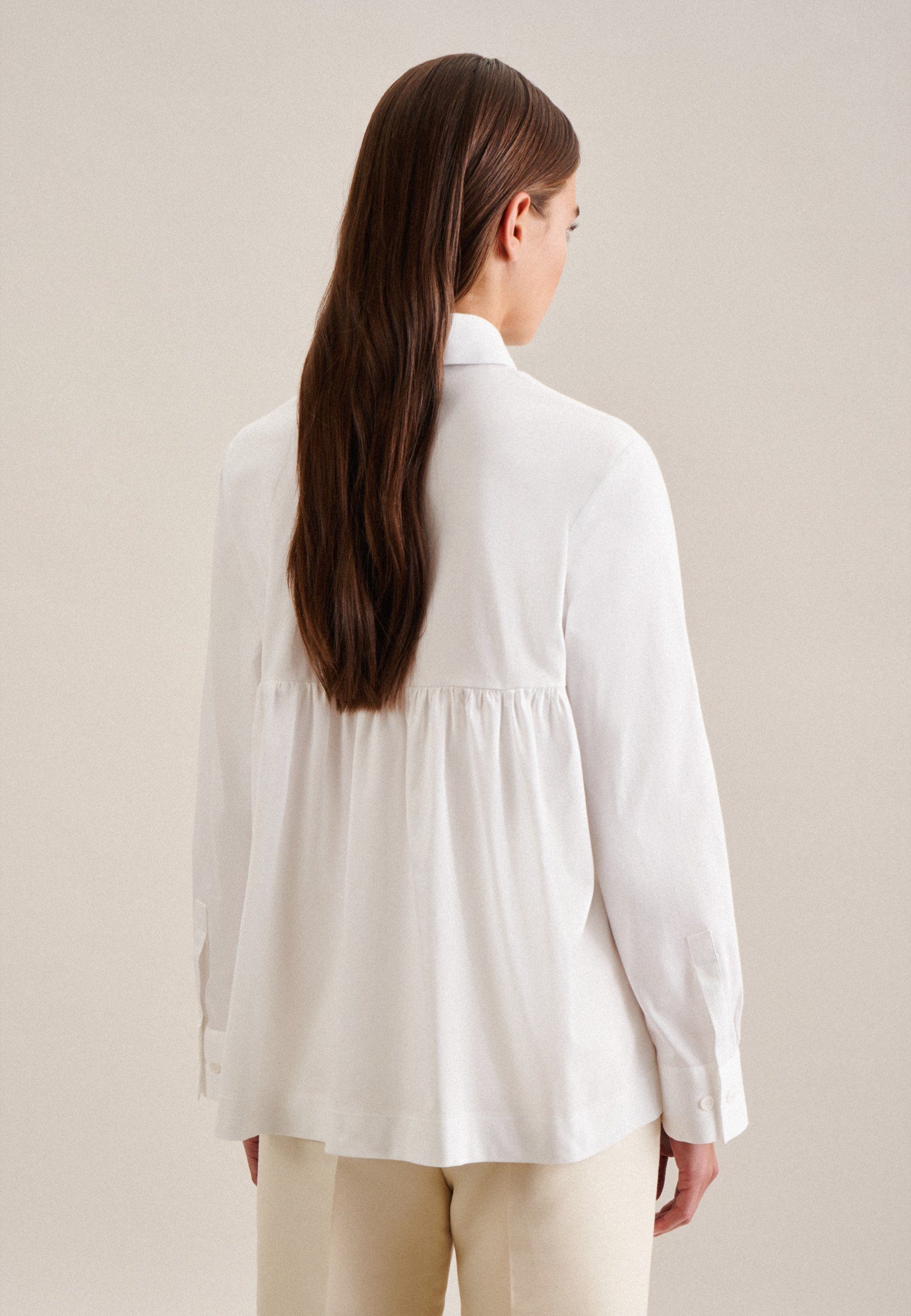 seidensticker Overhemdblouse Zwarte roos Lange mouwen kraag uni