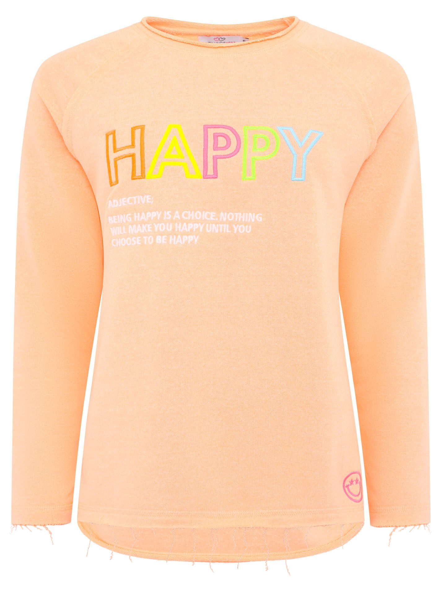 Zwillingsherz Sweatshirt Happy met inspirerende quote-print