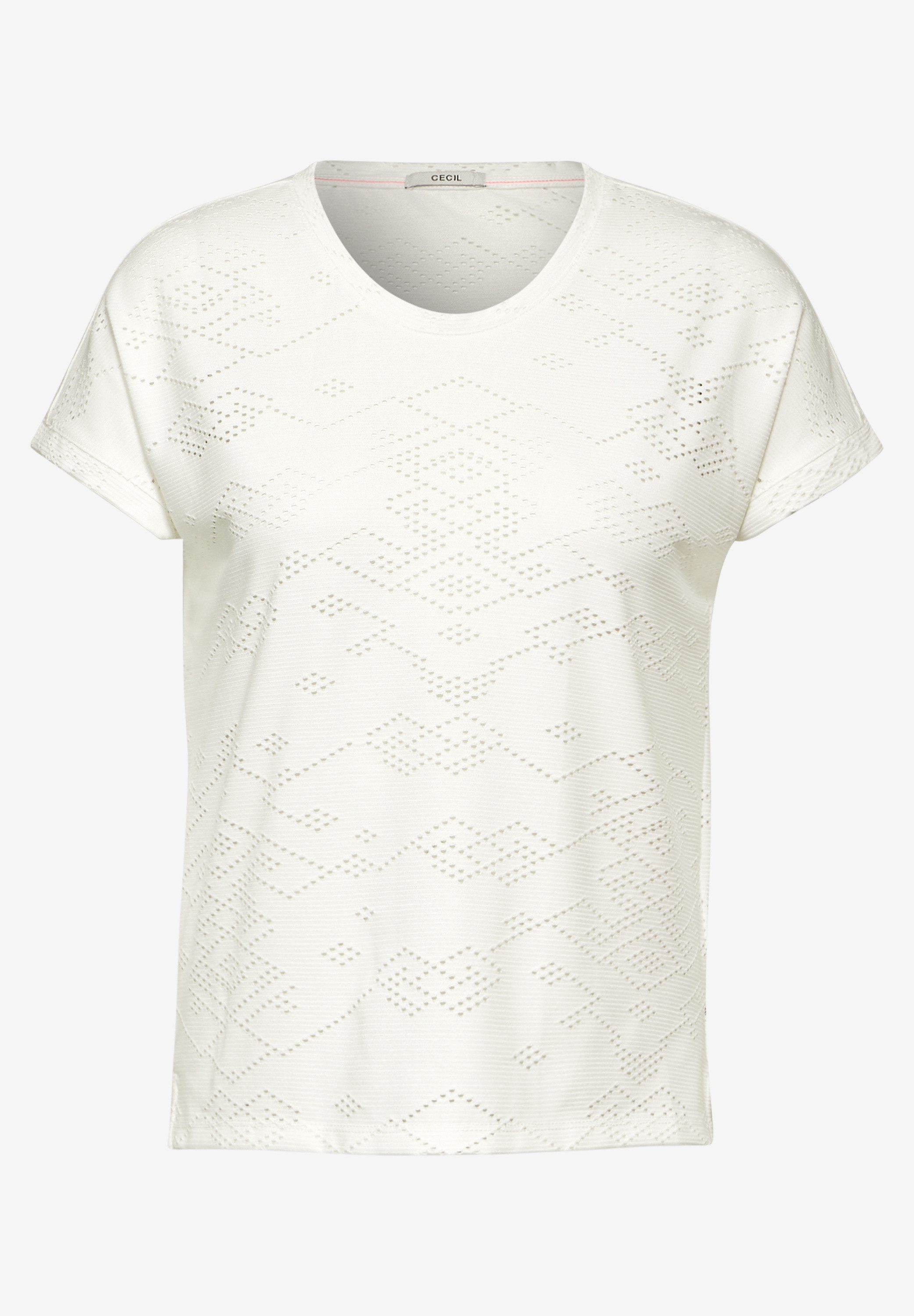 Cecil T-shirt met gaatjespatroon in ornamentvorm