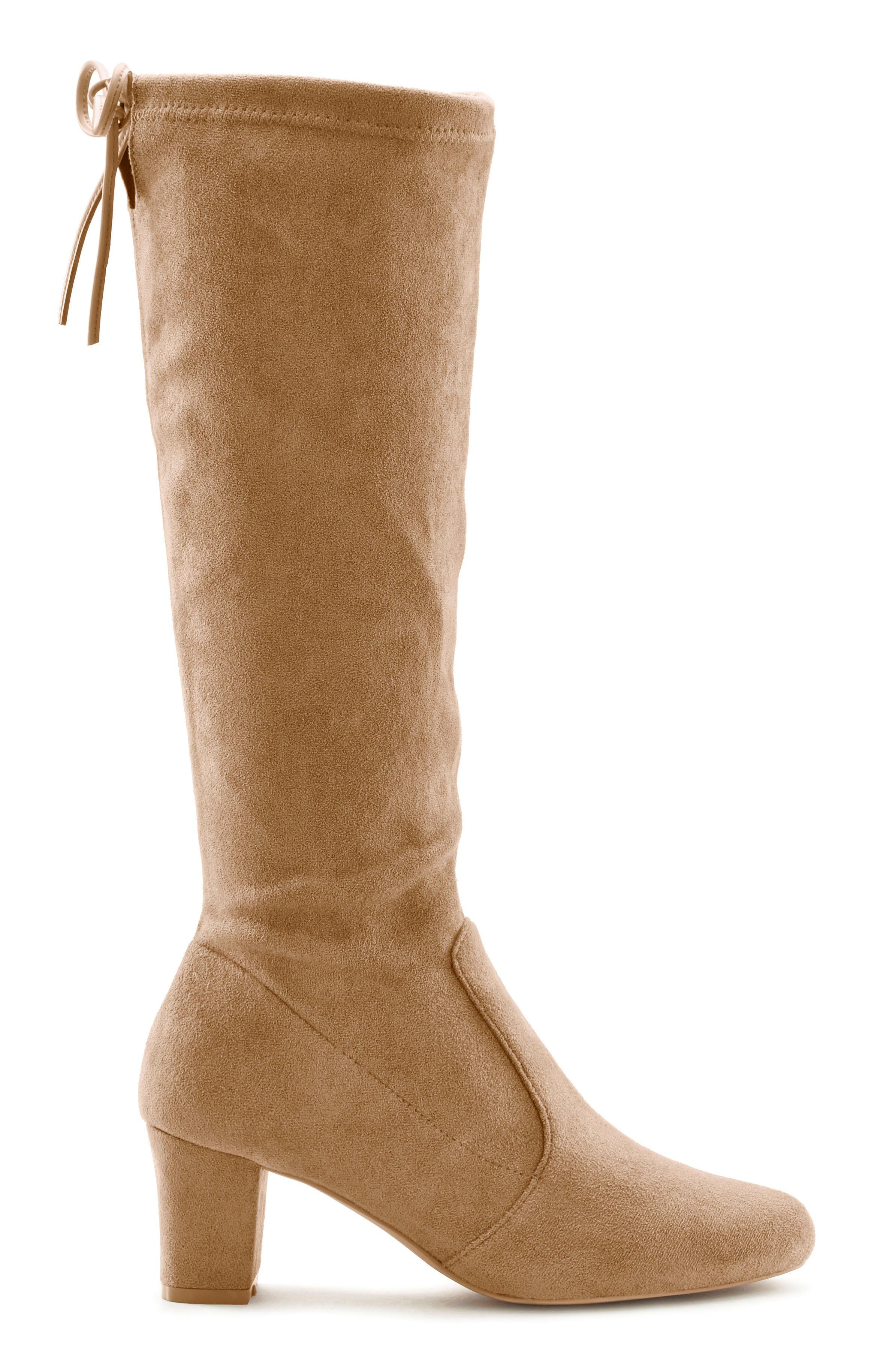 Lascana Instaplaarzen Slip-on boots, slouchy boots, slip-on, stretch & blokhak