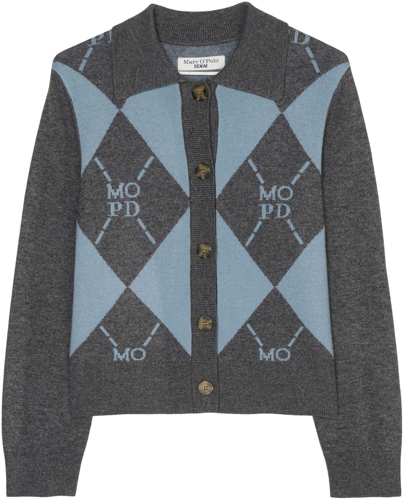 Marc O'Polo DENIM Jacquardvest met elegant ruit- en logo patroon