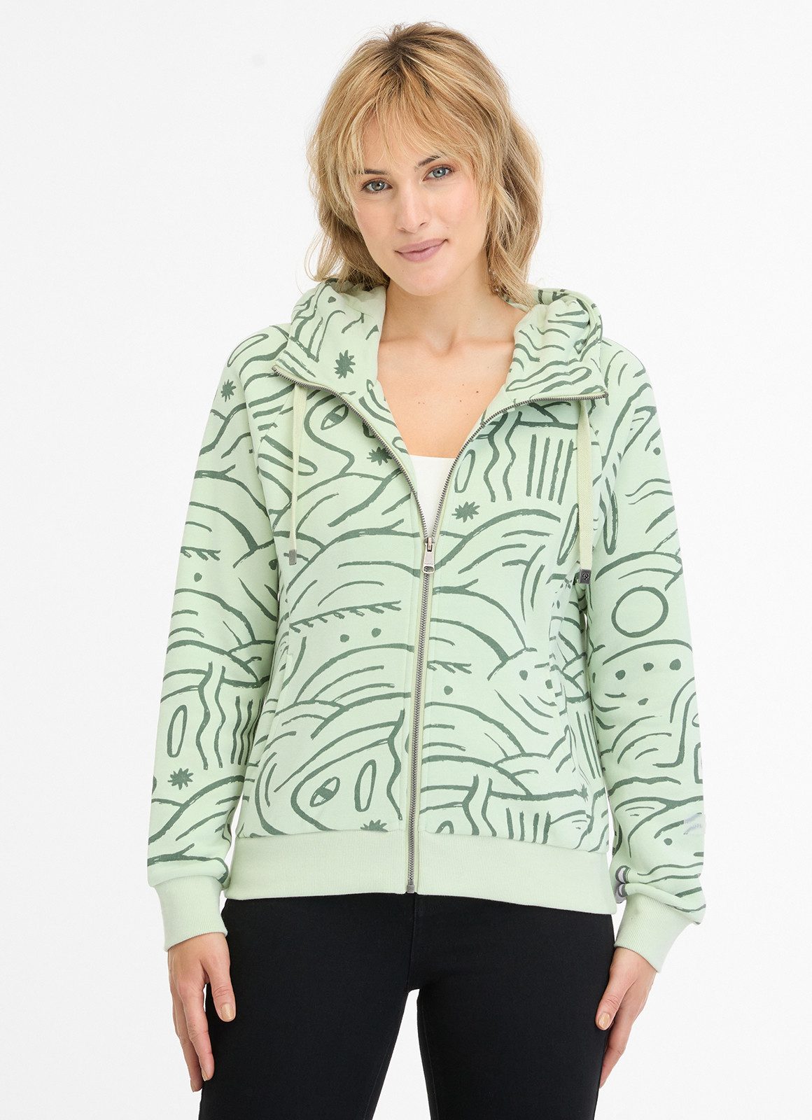 Ragwear Sweatvest FLLAWIA PRINT dames sweatvesten maat L (40) groen