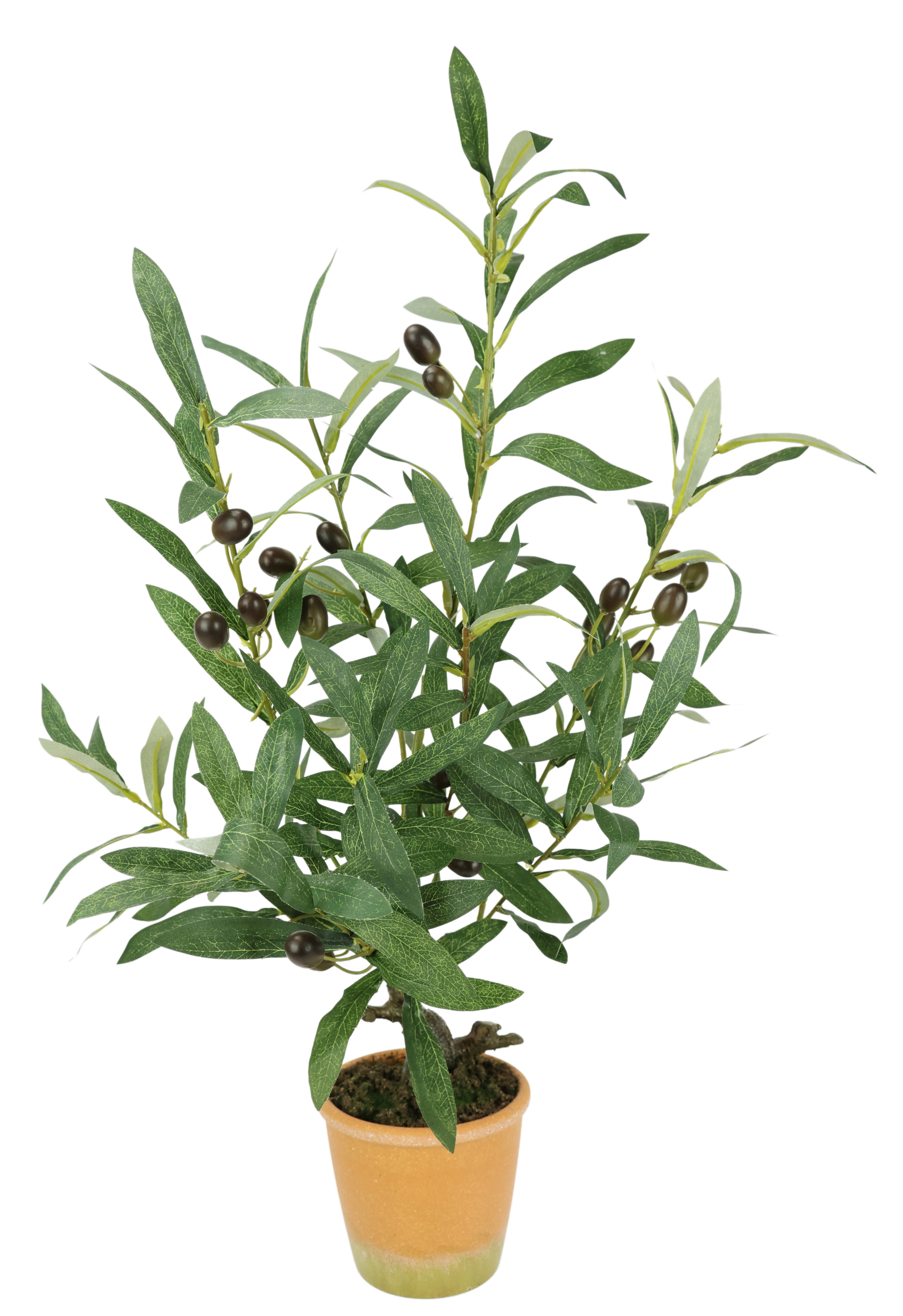 I.GE.A. Kunstplant Kunstmatige olijfboom met zwarte vruchten Olijf mediterrane olijfboom groenplant kunstboom decoratieboom (1 stuk)
