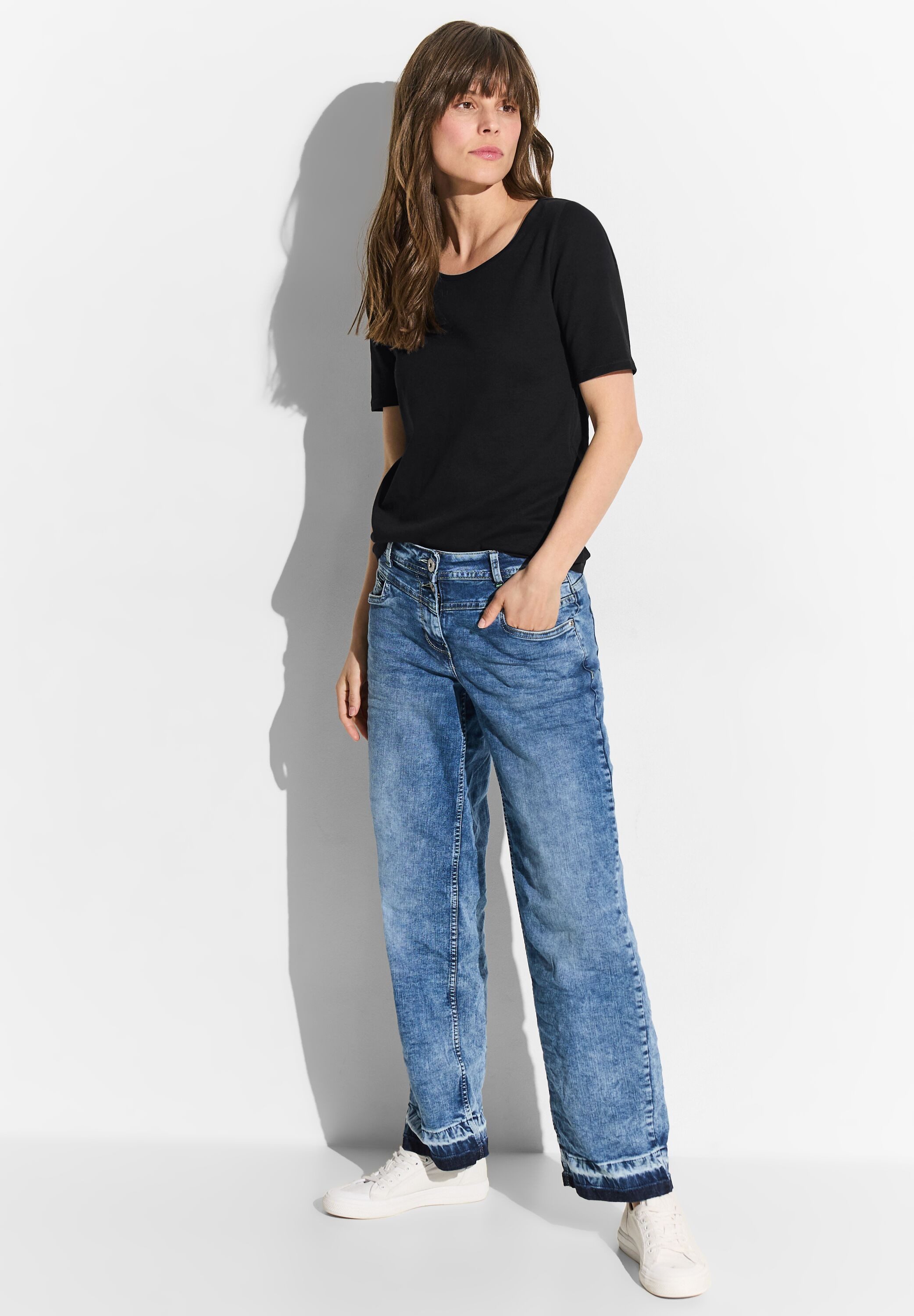 Cecil T-shirt Stijl Lena met klassieke ronde hals