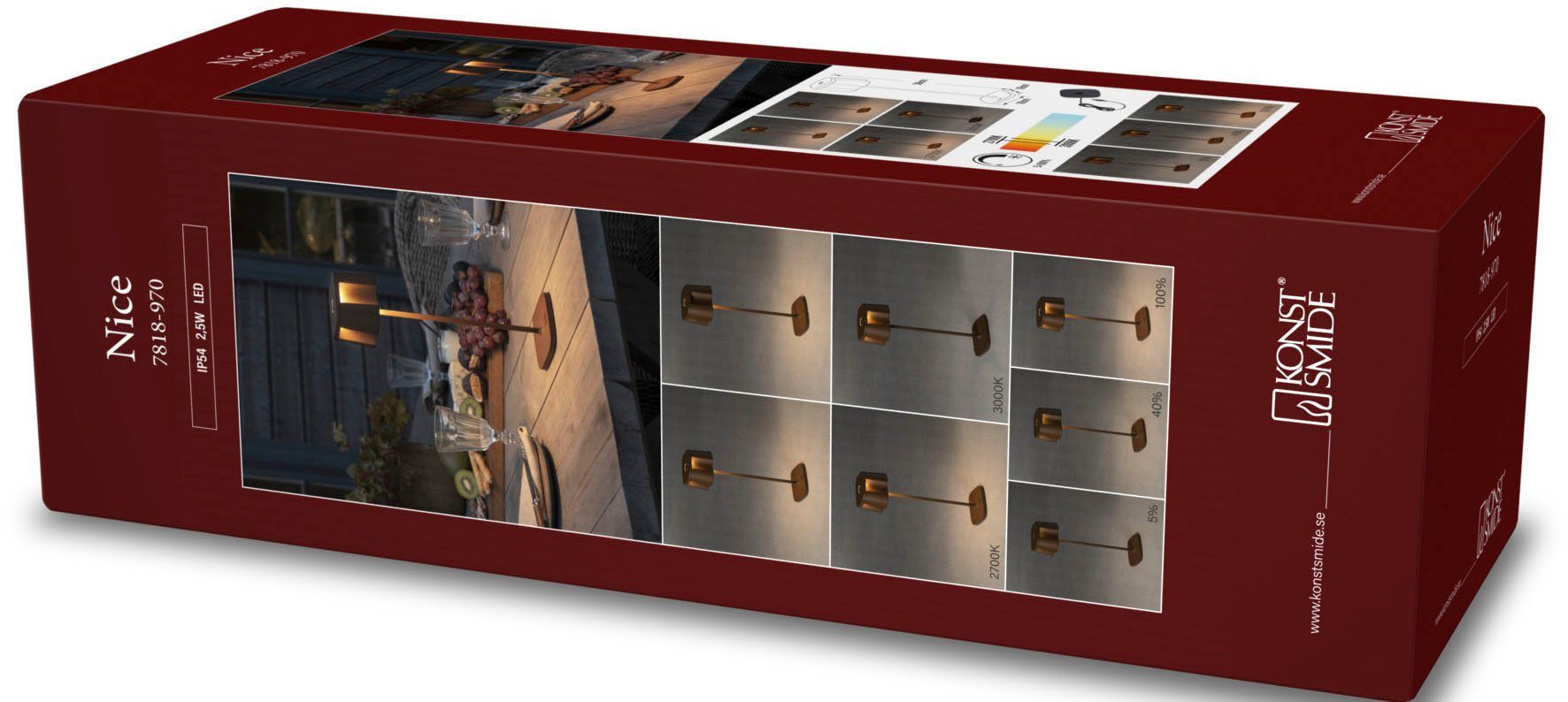 KONSTSMIDE Led-tafellamp NICE Mooie LED USB-tafellamp, kleurtemperatuur, dimbaar (2 stuks)