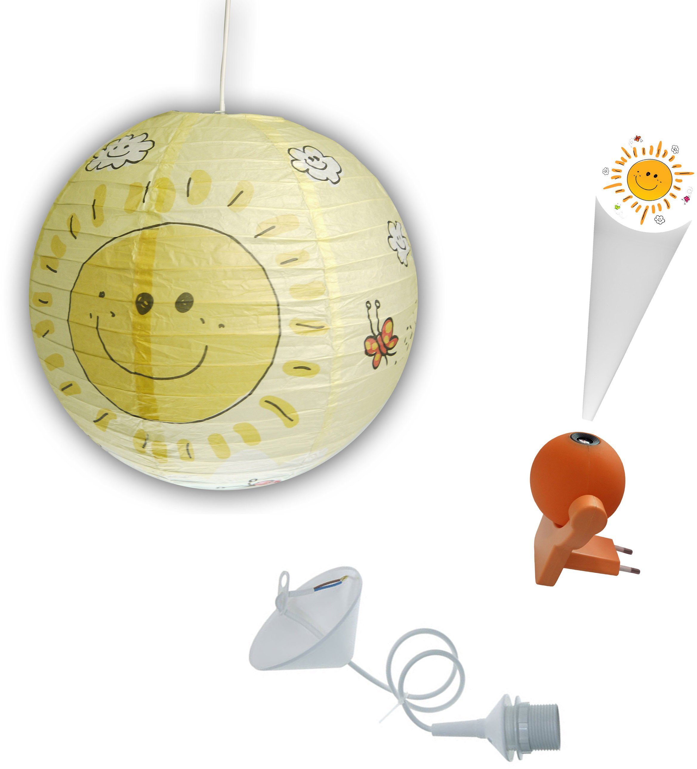 niermann Lednachtlampje Sunny Bundle Sunny (set), 1x nachtlampje met stekker, 1x papieren hanglamp (1 stuk)