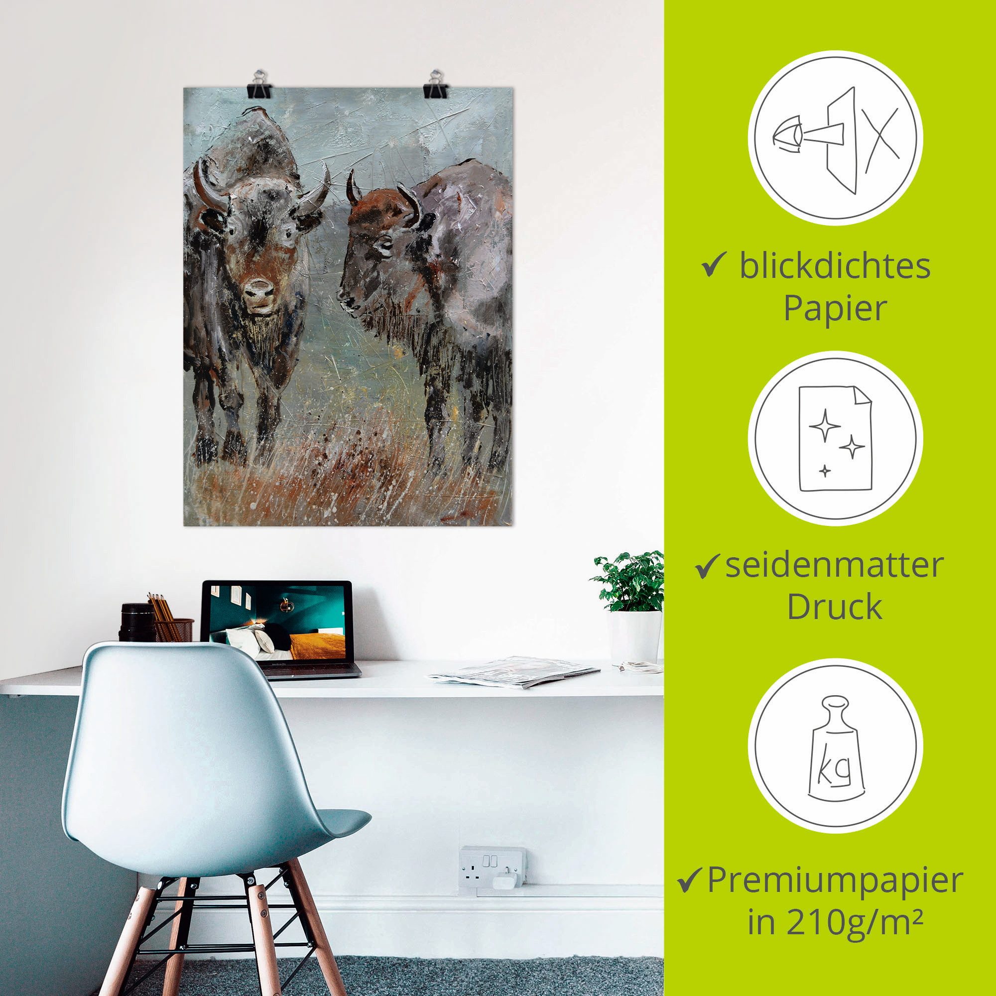 Artland Poster Buffel als artprint van aluminium, artprint op linnen, muursticker of poster in verschillende maten