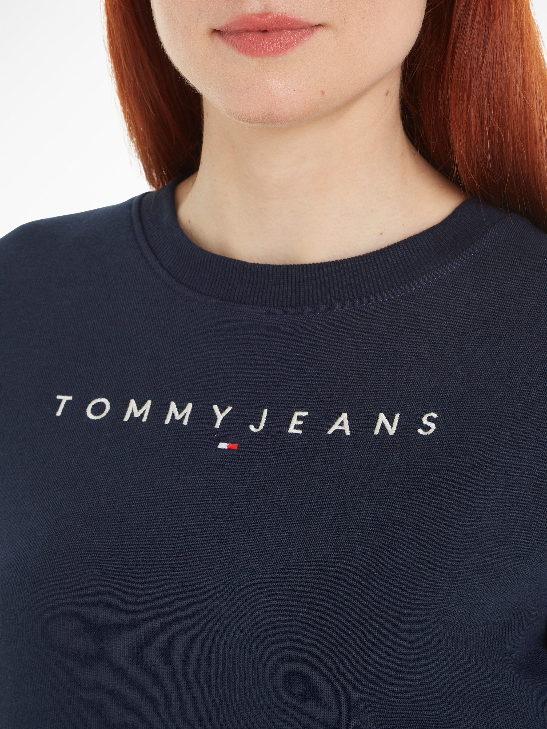 Tommy Jeans Curve Sweatshirt TJW REG LINEAR CREW EXT in grote maten met logo-opschrift