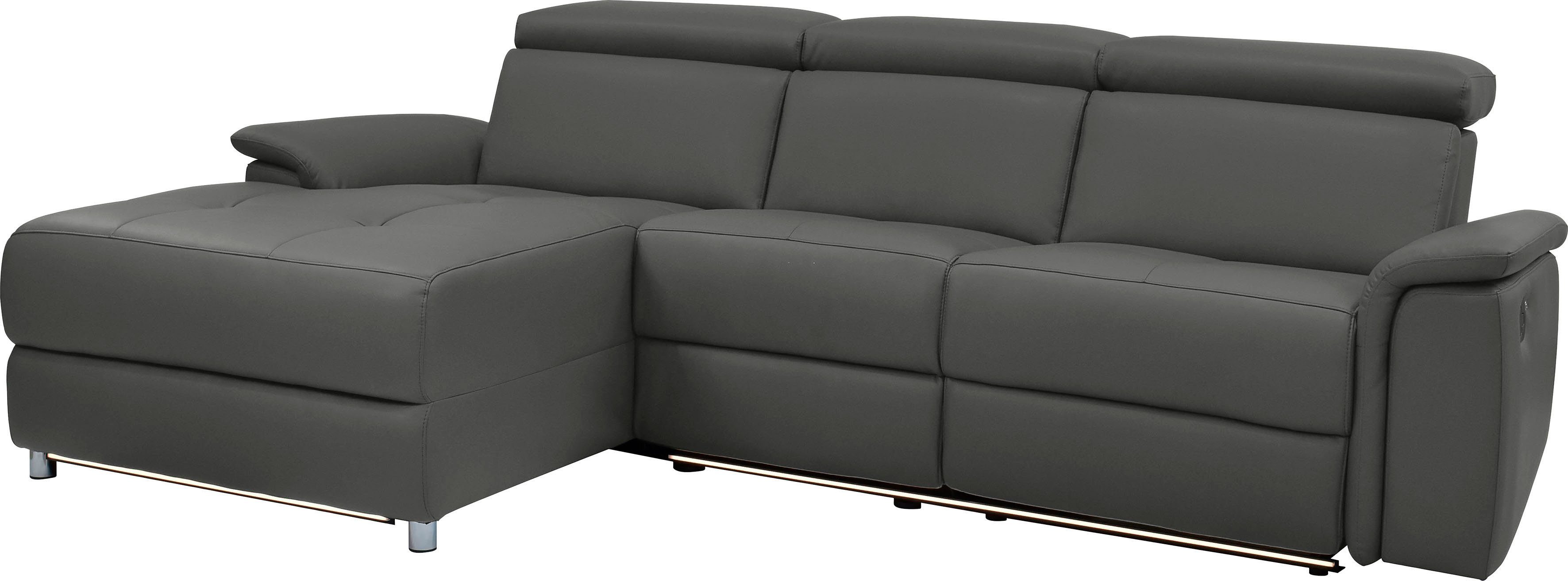 Places of Style Hoekbank Pareli, L-model, 259 cm, met récamier, echt leer, imitatieleer, weefstof