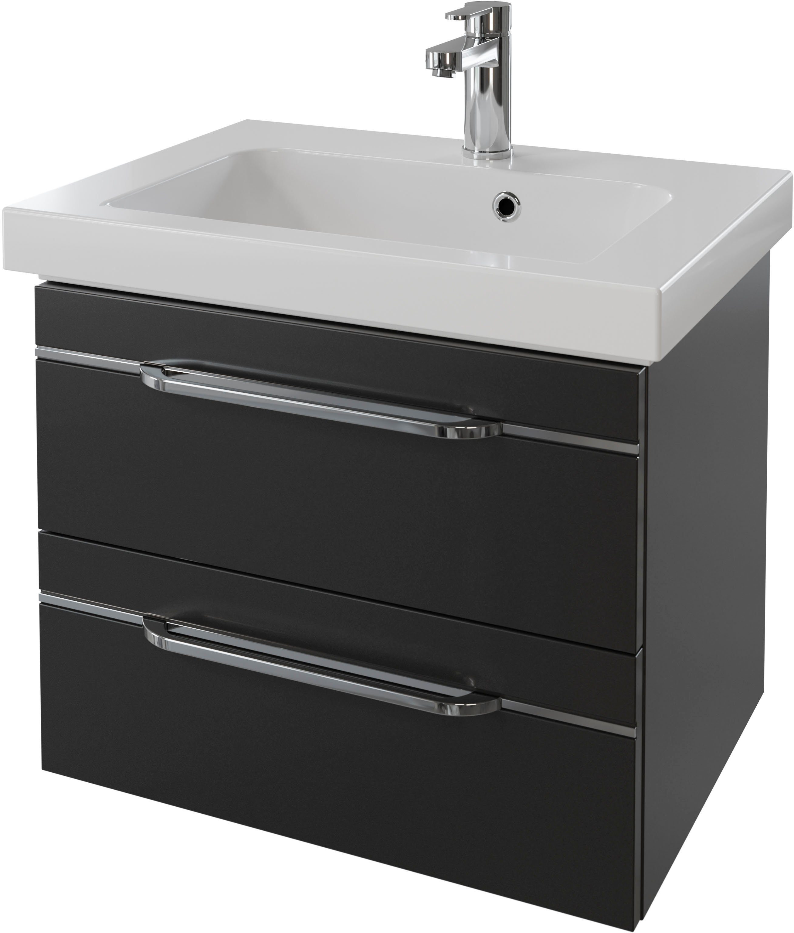 Saphir Wastafelonderkast Serie Balto Mineralmarmor-Waschtisch mit Unterschrank, 64,4 cm breit option