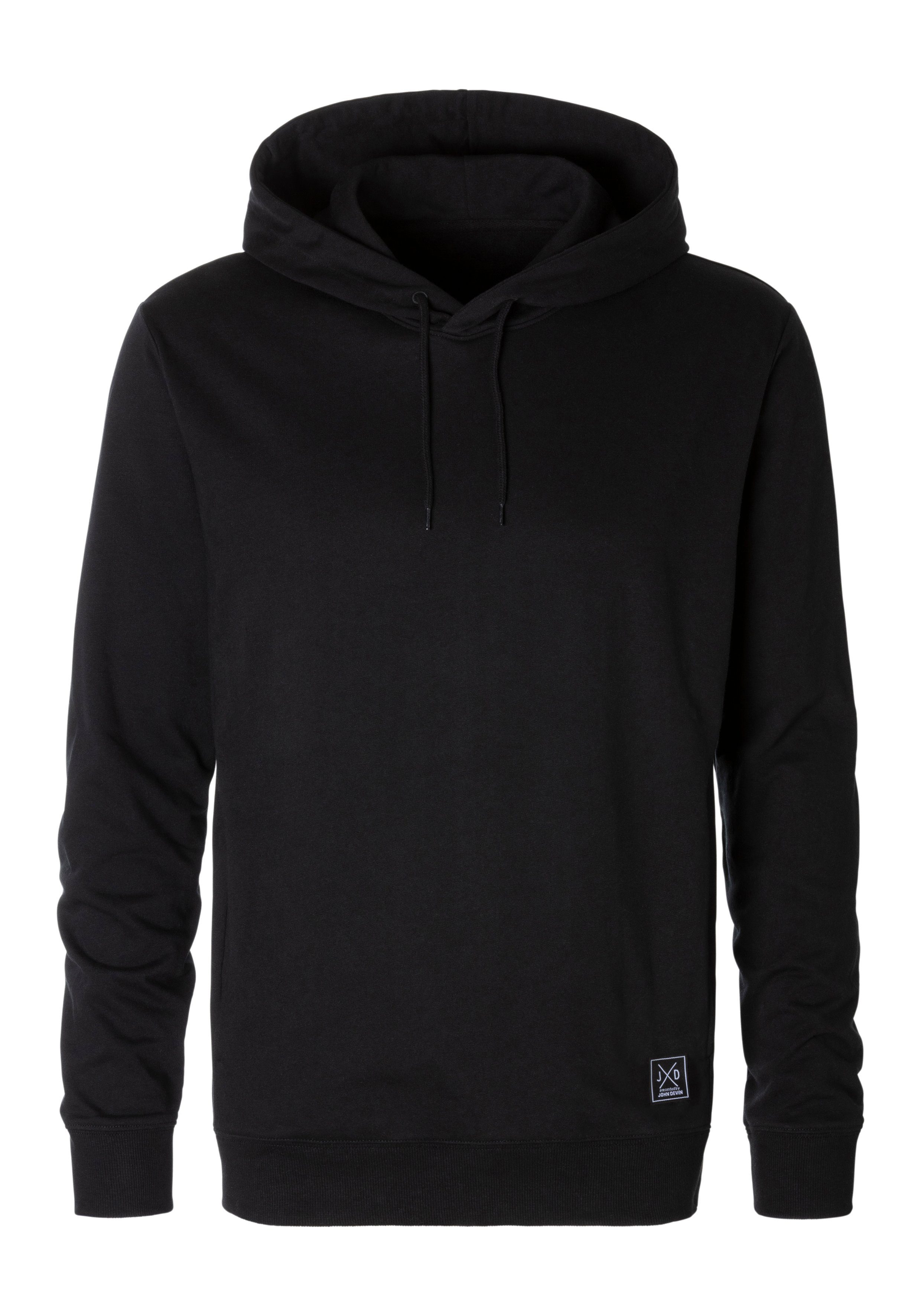 John Devin Hoodie Langarm, sweatshirt met ronde hals en capuchon, katoenmix