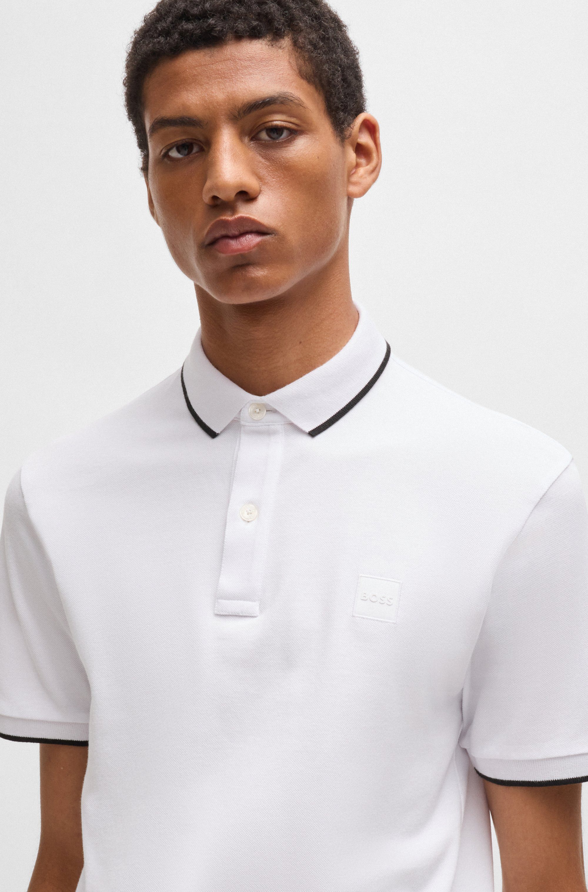 Boss Orange Poloshirt Passertip met boss badge