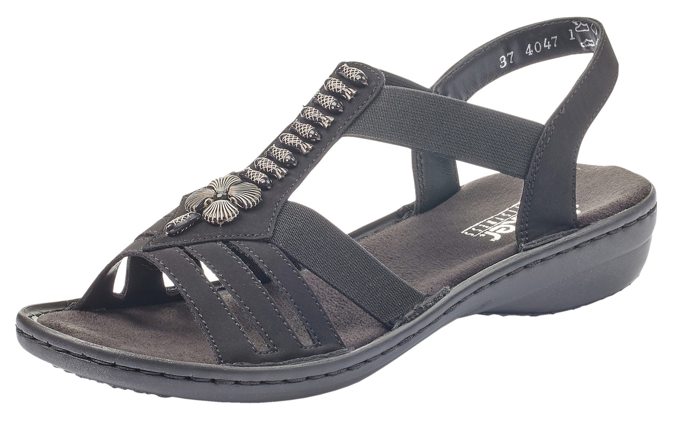 Rieker Sandalen zomerschoen, sandaal, sleehak, met mooie versiering