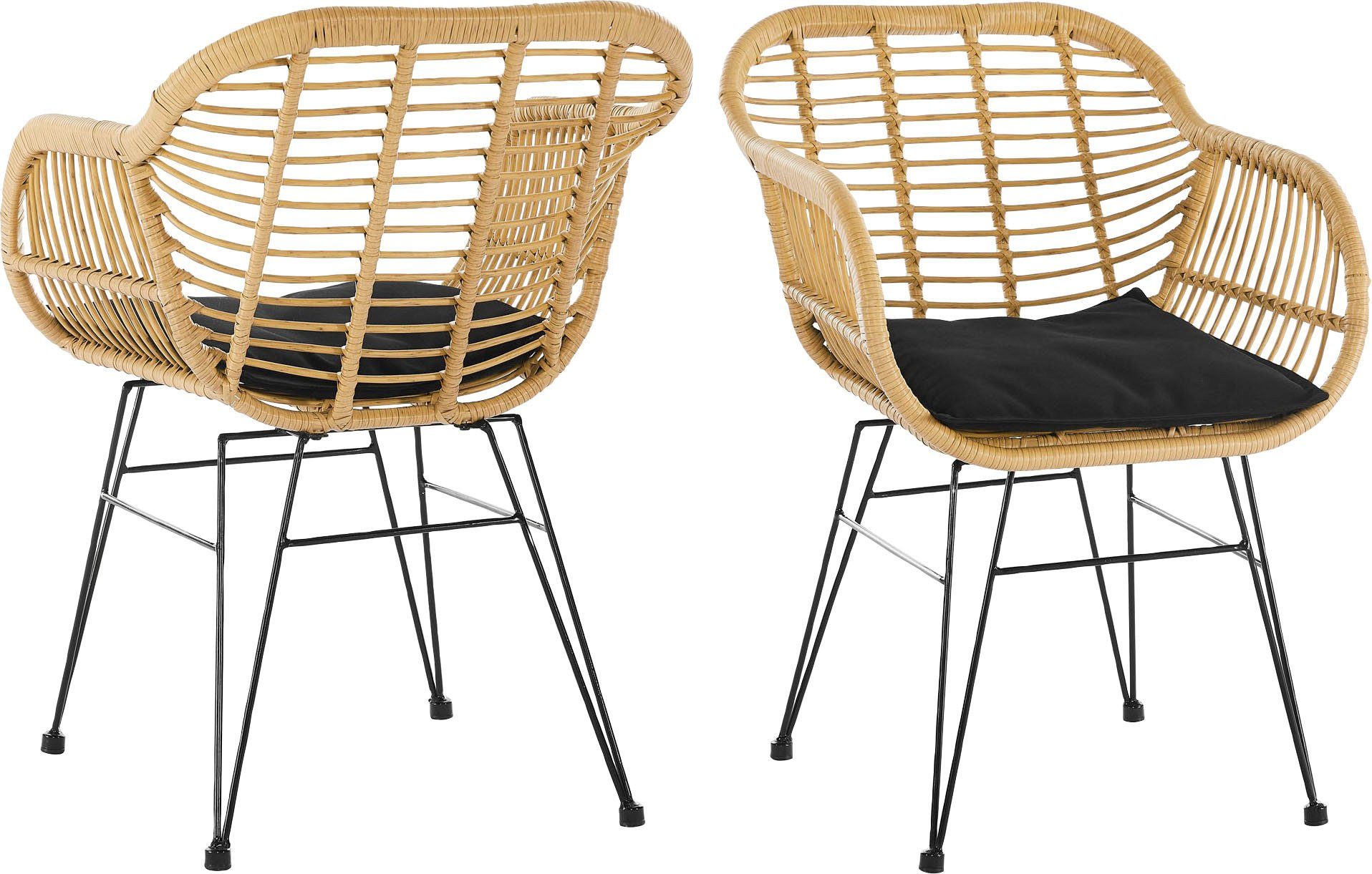 SalesFever Stoel van weerbestendig kunststof vlechtwerk in rotan-look (set, 2 stuks)