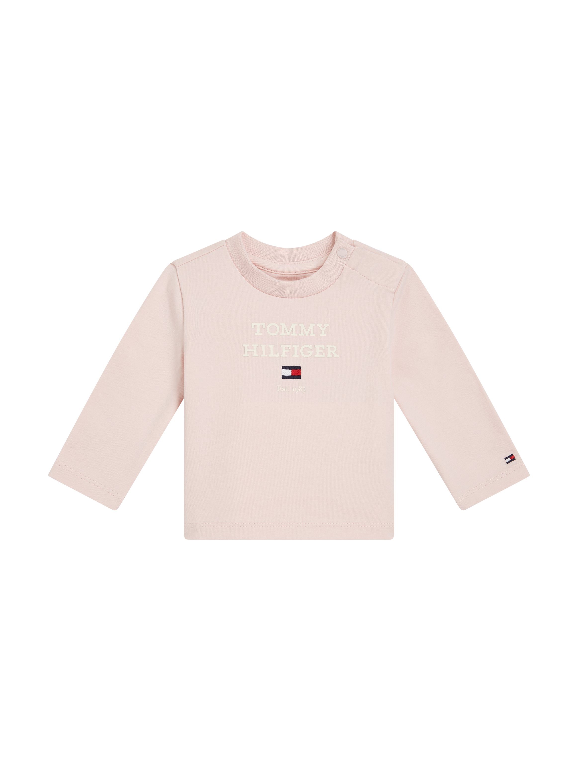 Tommy Hilfiger T-shirt met logo lichtroze Longsleeve Meisjes Stretchkatoen Ronde hals 62