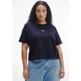 tommy jeans curve shirt met ronde hals tjw crv tommy center badge tee met tommy jeans-logoborduursel blauw