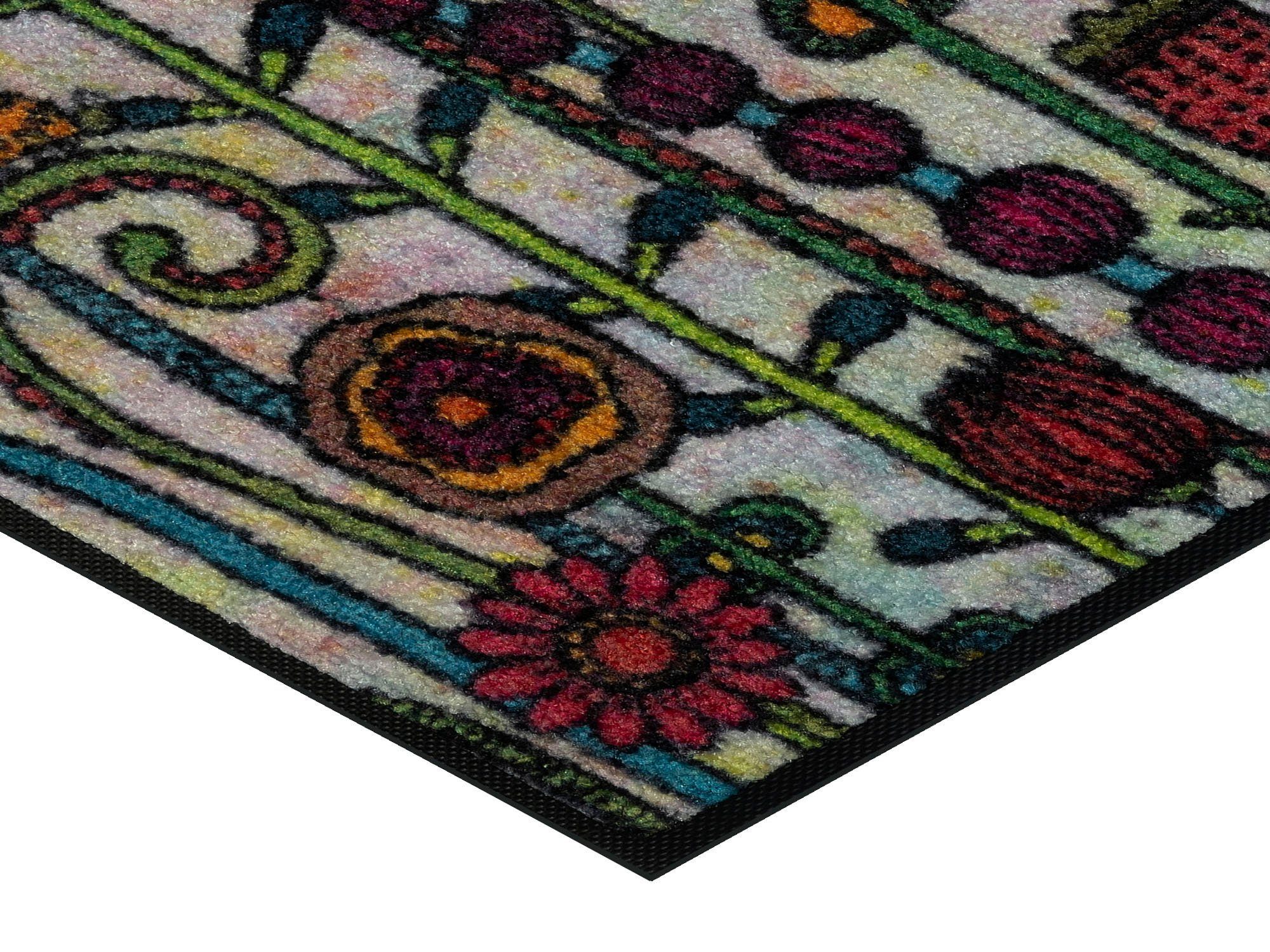 wash+dry by Kleen-Tex Mat Dag zon Inloopmat, motief bloemen, geschikt voor binnen en buiten, wasbaar