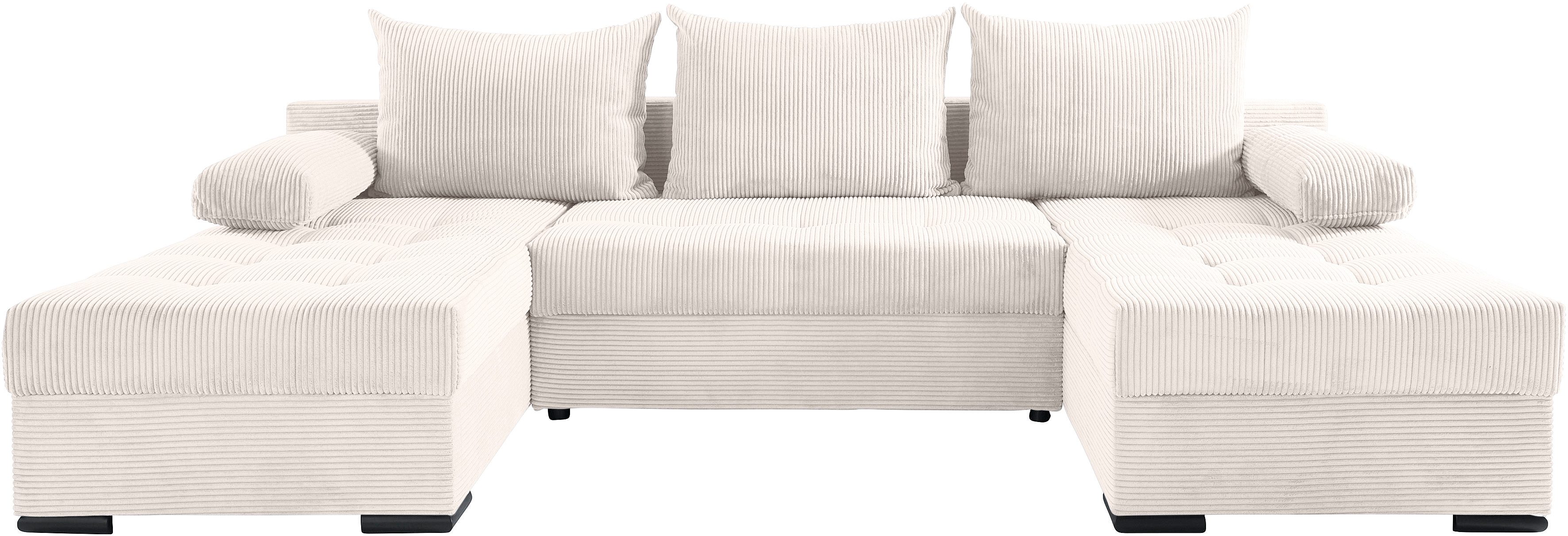COLLECTION AB Zithoek Josy U-vorm, breedte 269 cm, platweefsel, structuur, kunstleer