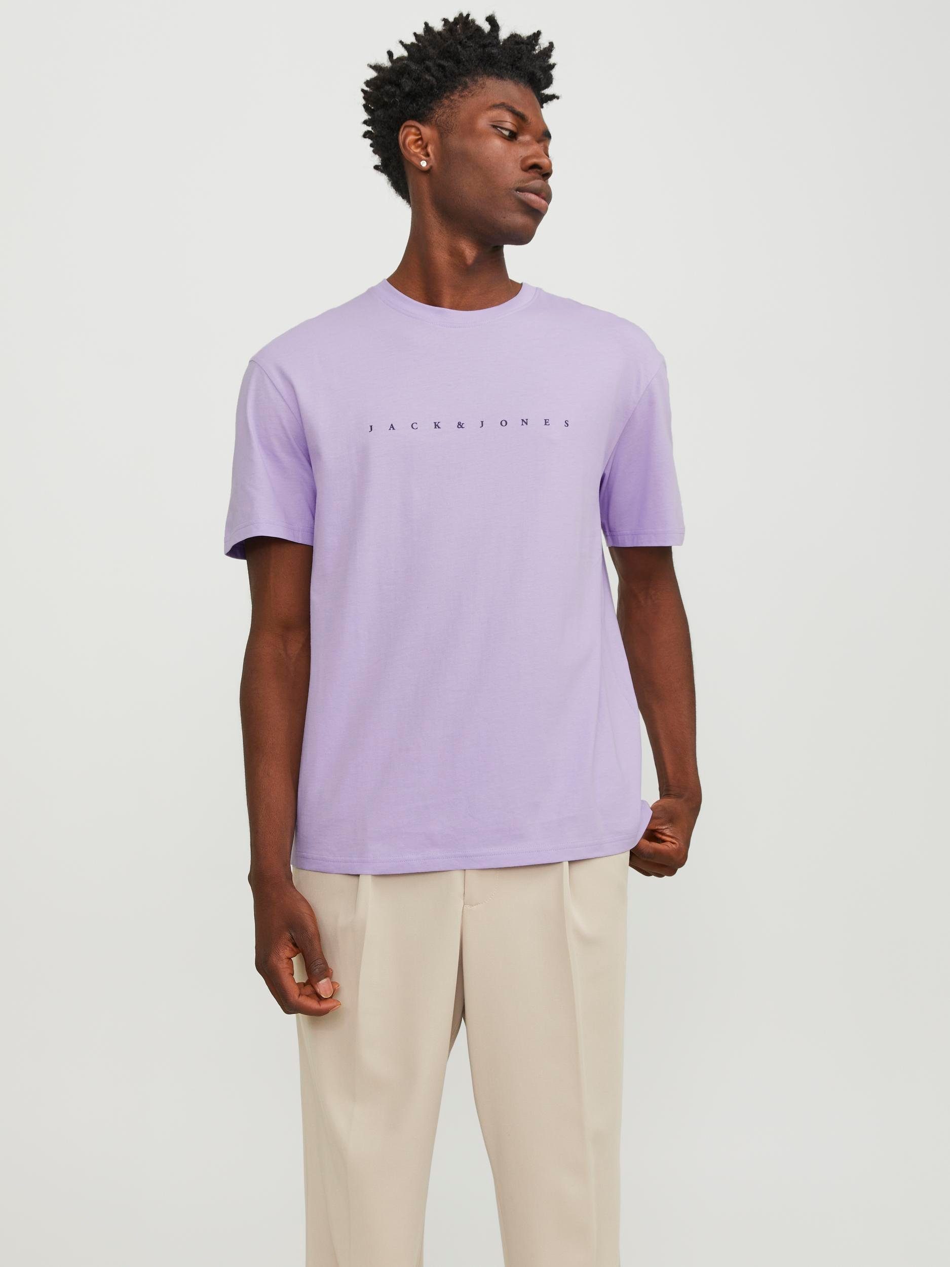 JACK & JONES ESSENTIALS T-shirt JJESTAR met logo purple rose