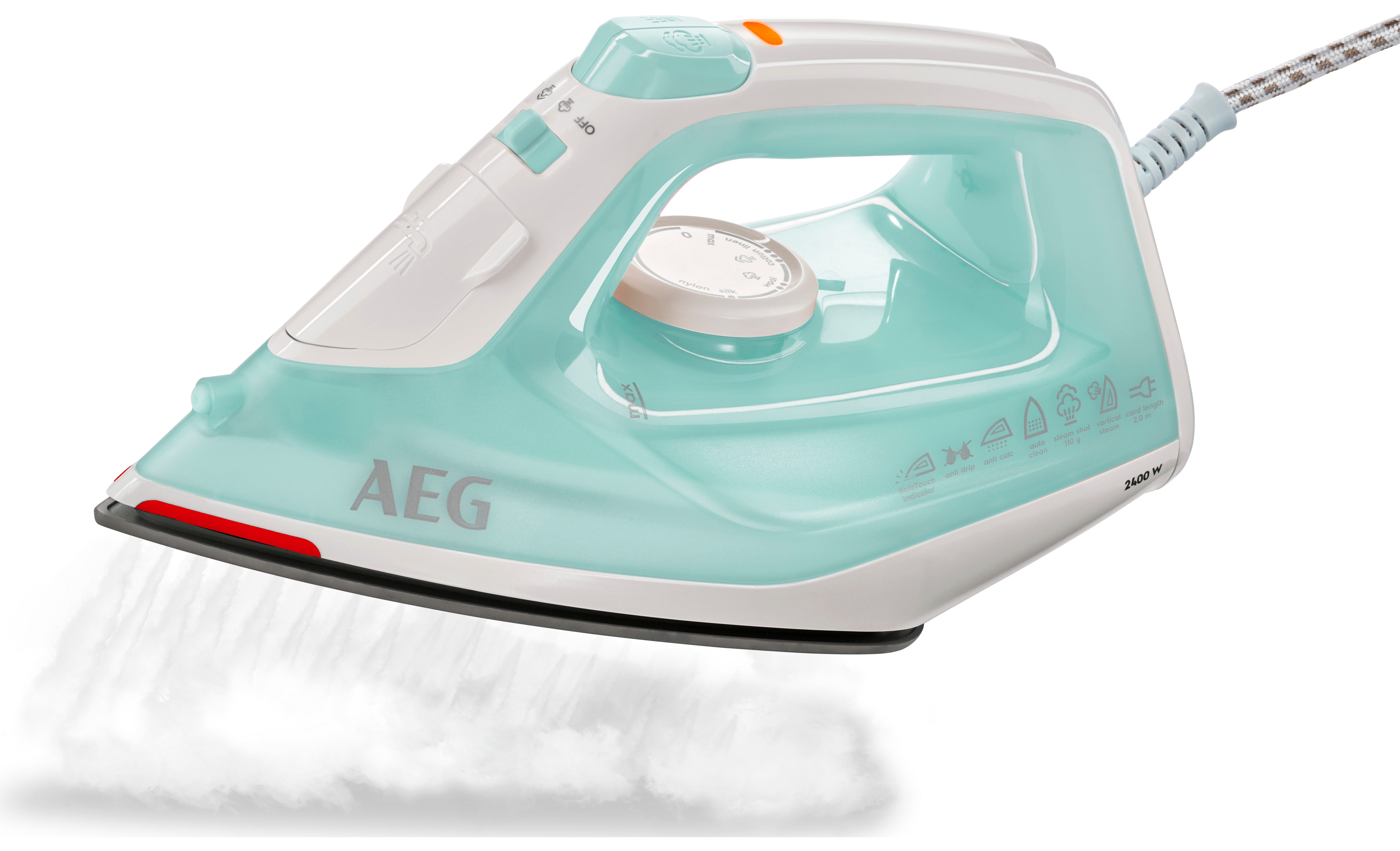 AEG Stoomstrijkijzer EasyLine DB 1740LG Filtering met anti-kalkenpatroon, restwarmteaanduiding, 110 g stoomstoot