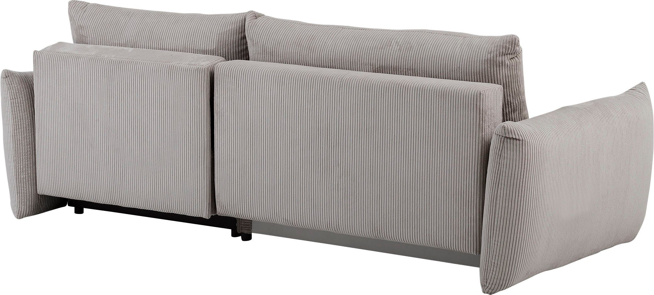 INOSIGN Hoekbank MAVAS bedbank met bedkist, L-model, ca. 257/127 cm (ligoppervlak 212/145 cm), ribfluweel, chenille, structuur