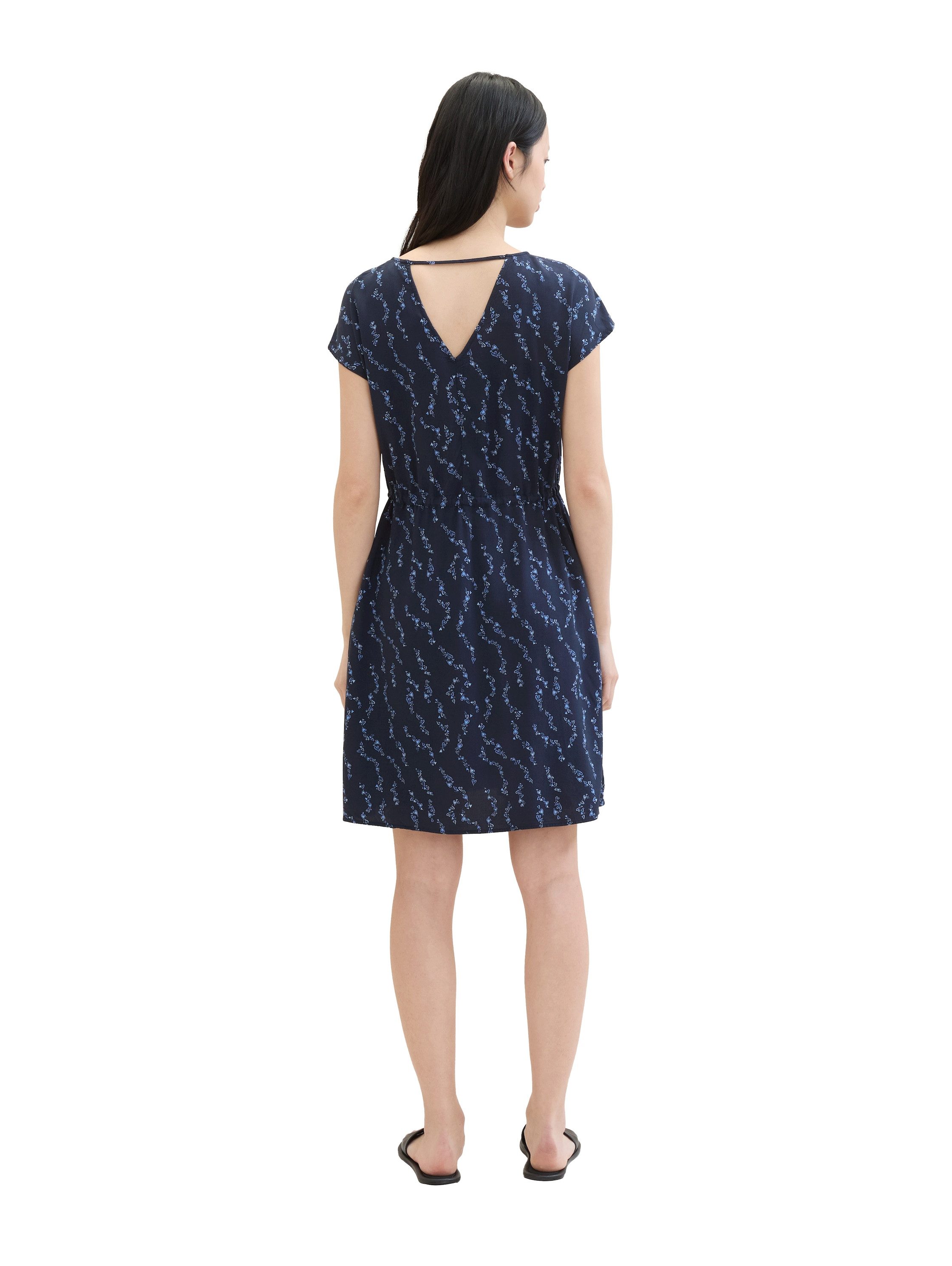 Tom Tailor Denim Gedessineerde jurk in midi-look en met insteekzakken