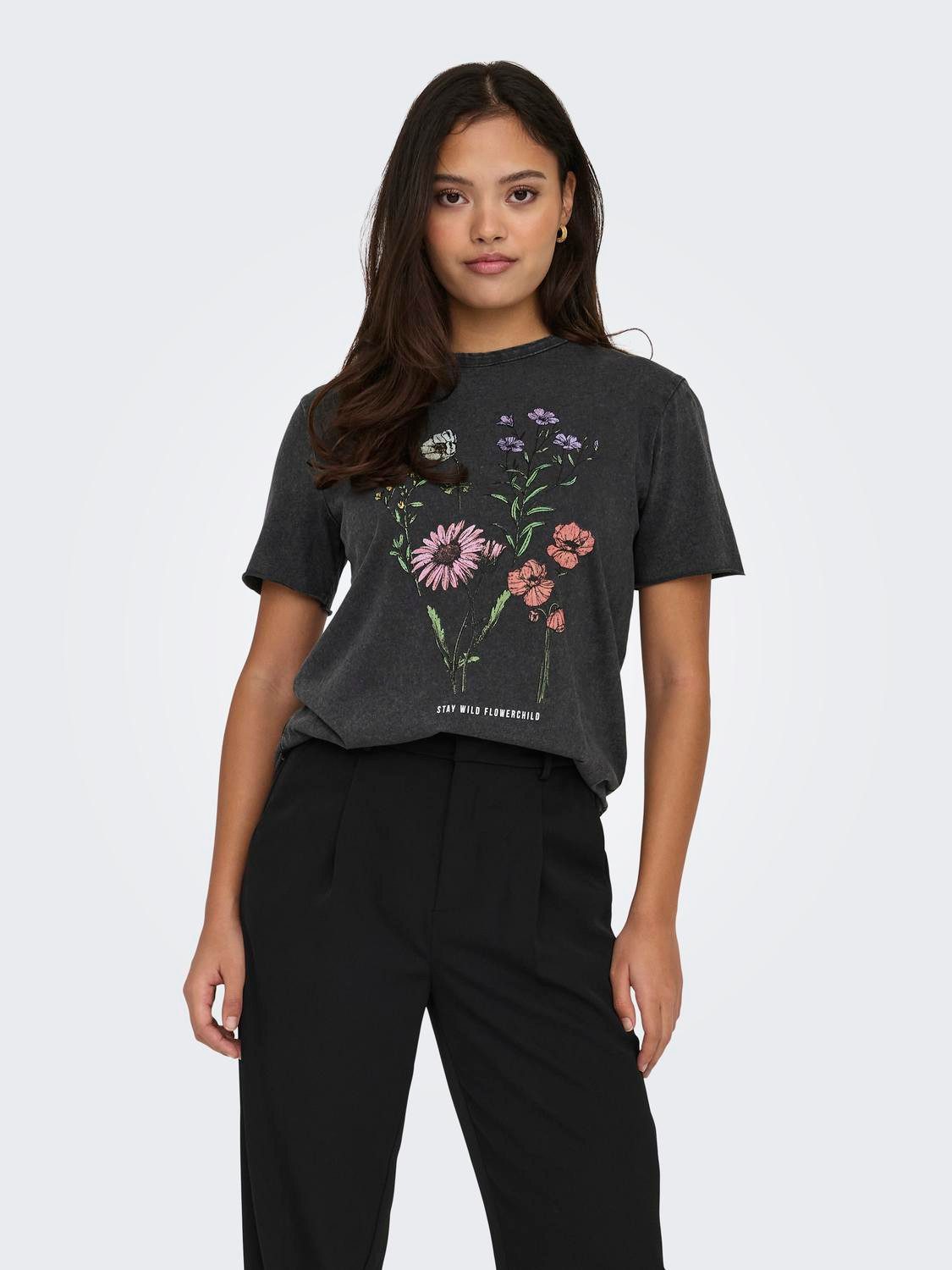 Only Shirt met ronde hals ONLLUCY REG S S TOP JRS NOOS