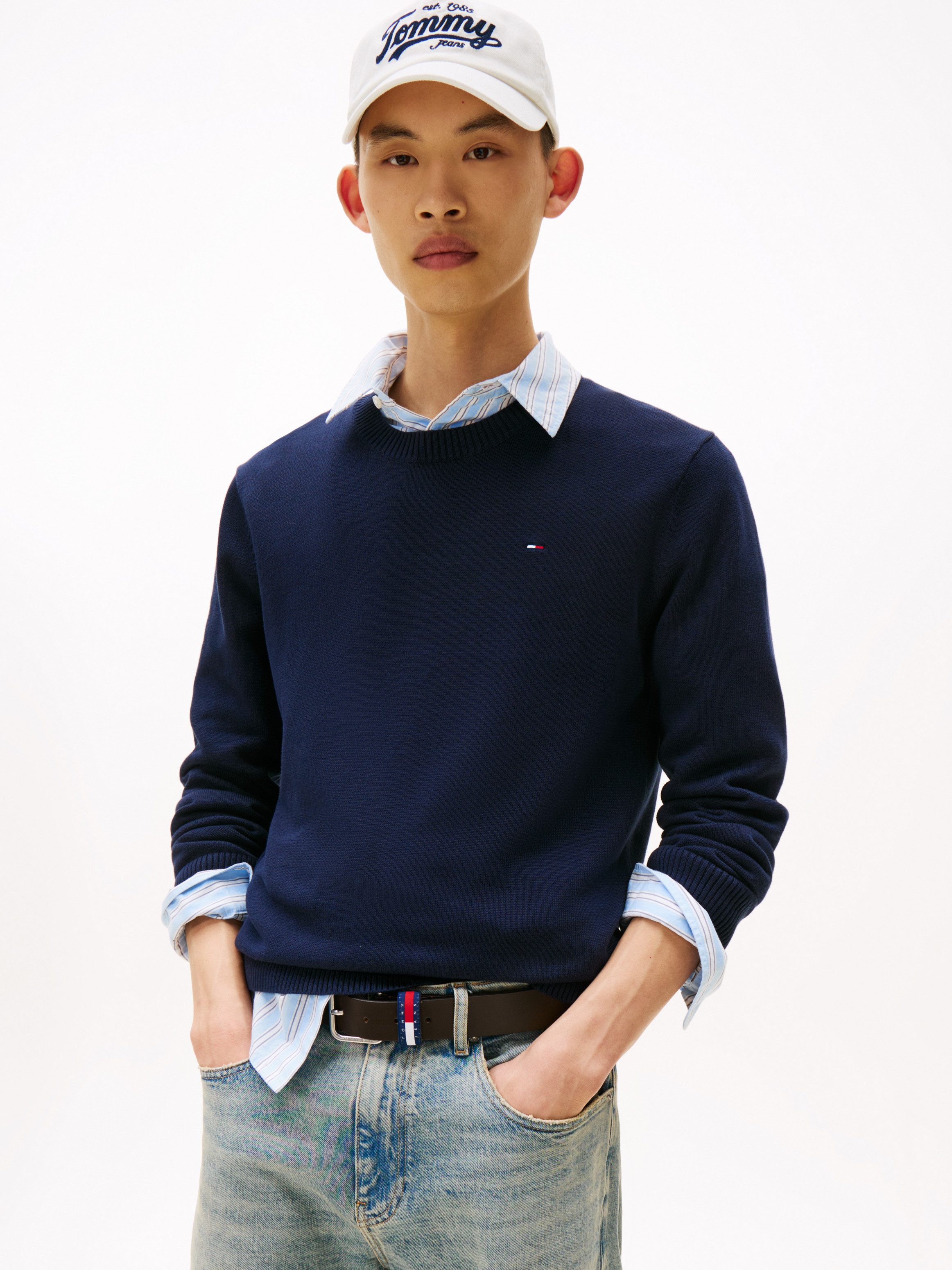 TOMMY JEANS Trui met ronde hals TJM SLIM ESSENTIAL LIGHT SWEATER